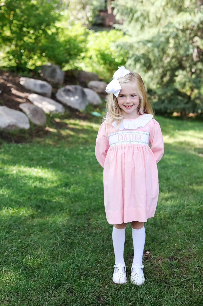 Pink Corduroy Custom Smocked Dress - Image 2
