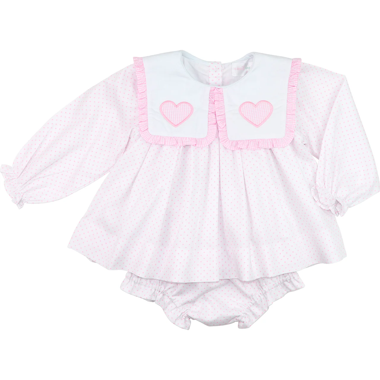 Pink Dot Pique Hearts Diaper Set