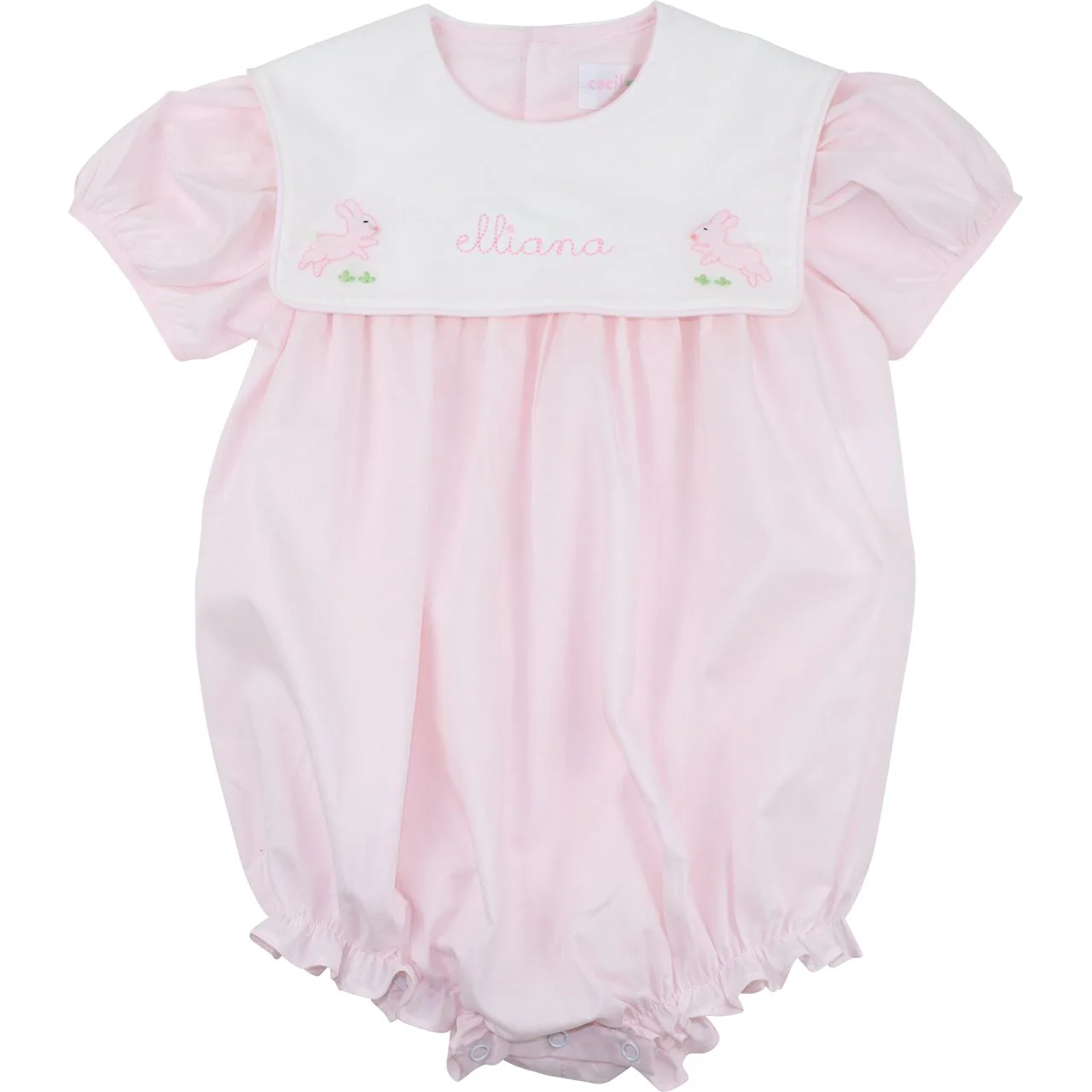 Pink Embroidered Bunny Bubble