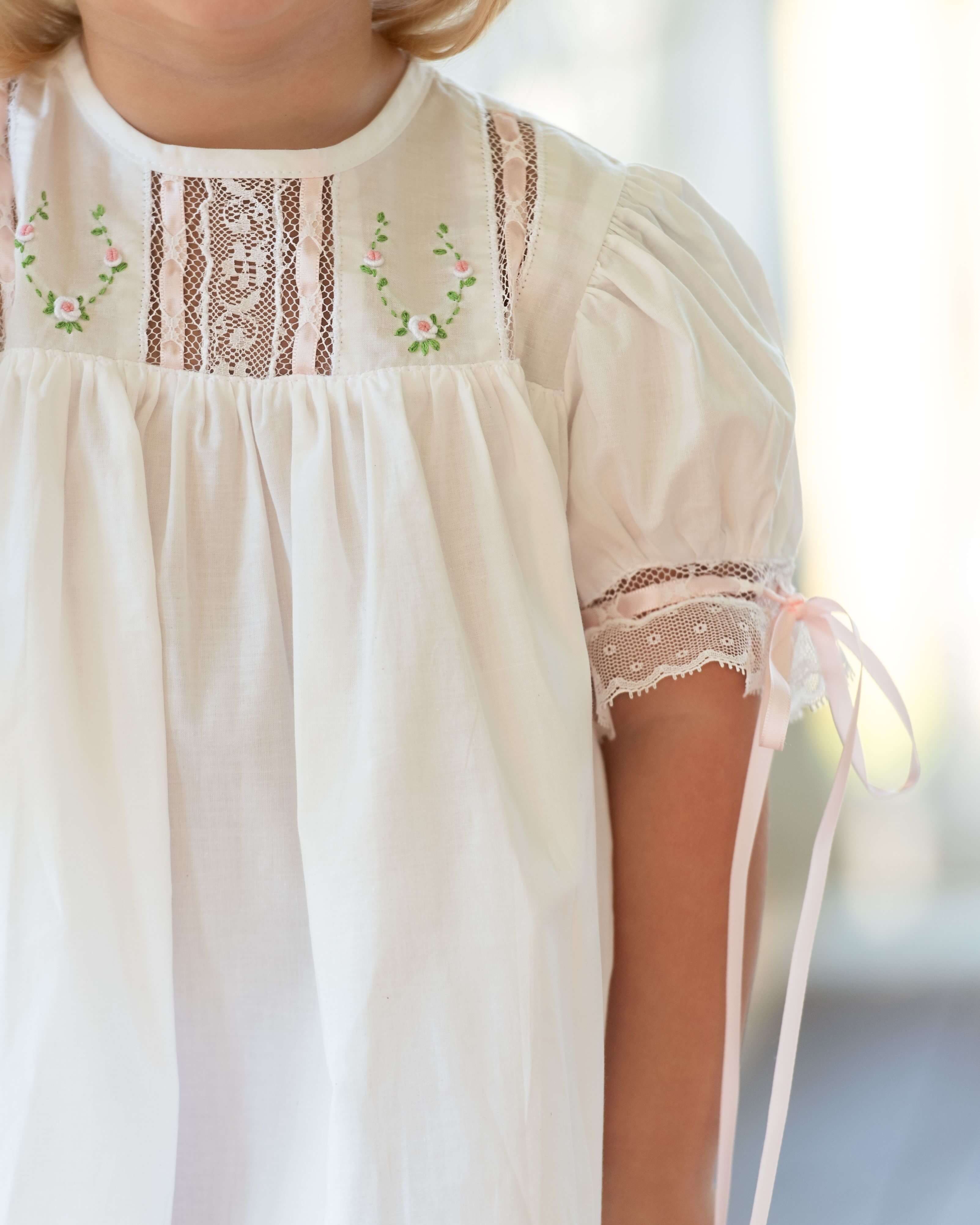 Pink Embroidered Heirloom Dress - Image 3