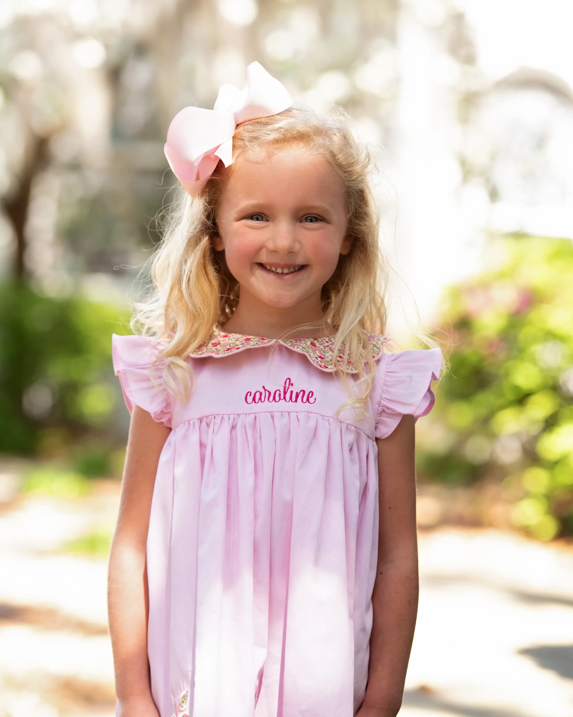 Pink Floral Applique Apple Dress - Image 2