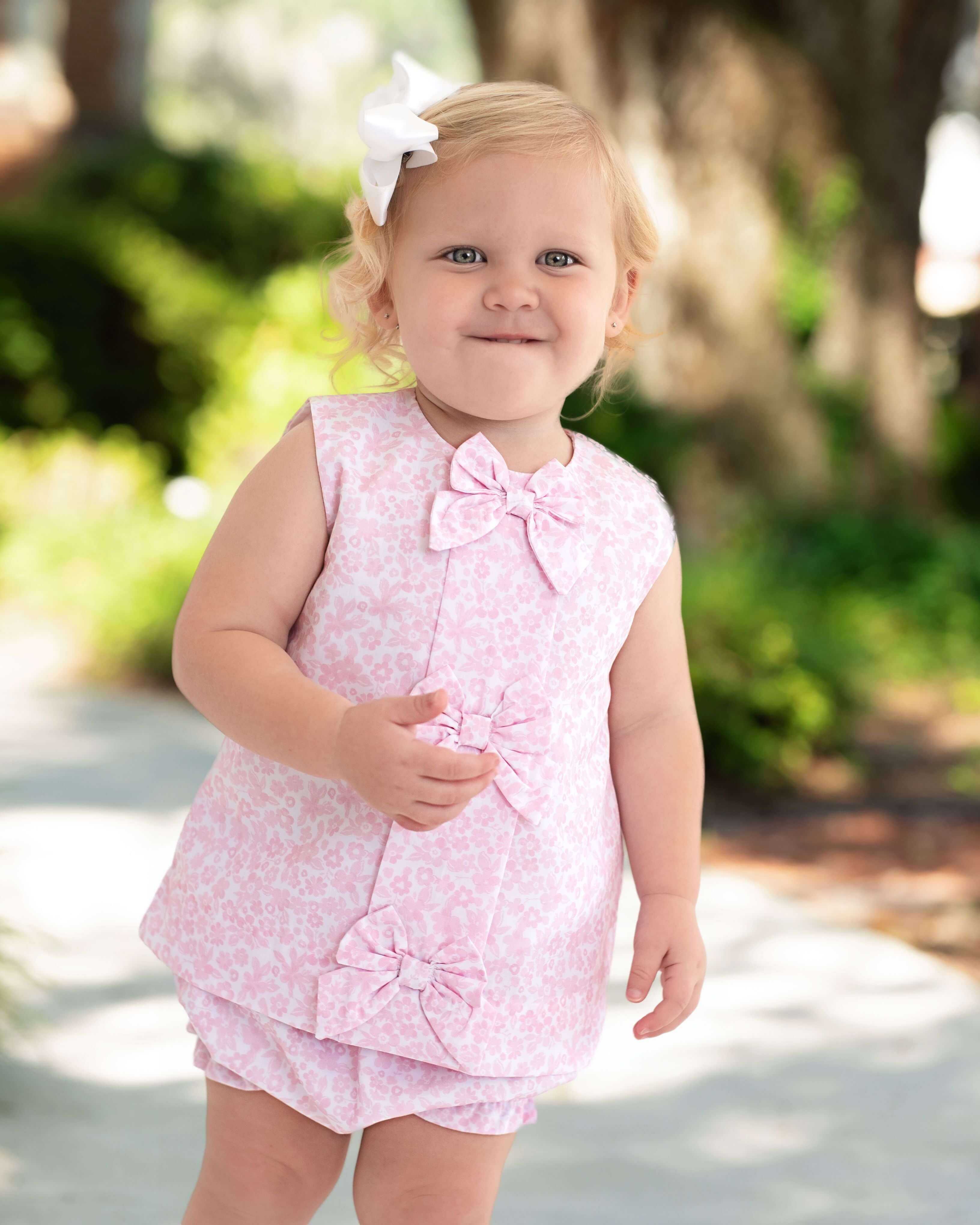 Pink Floral Bow Diaper Set - Image 2