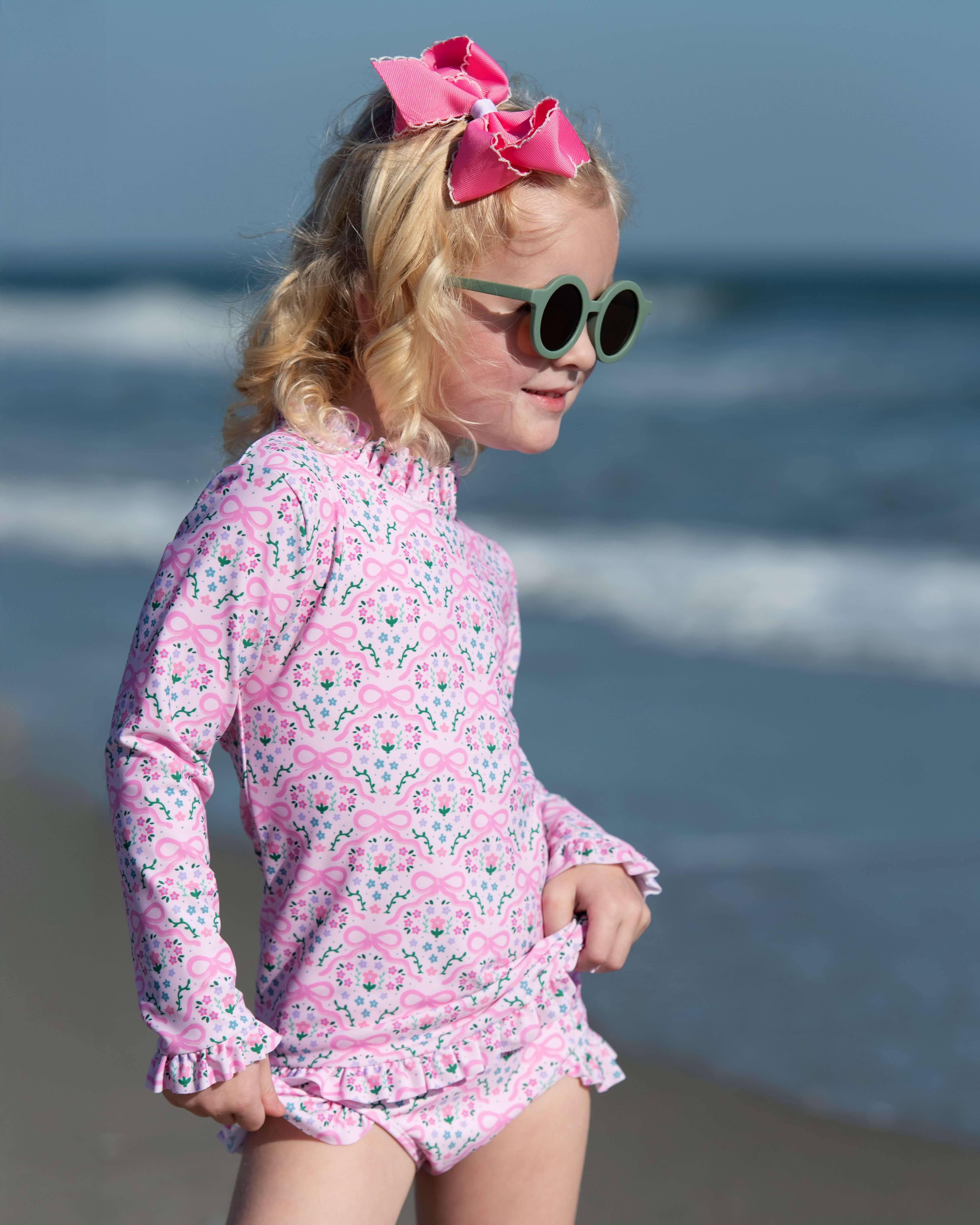 Pink Floral Bow Swim Set - Image 2