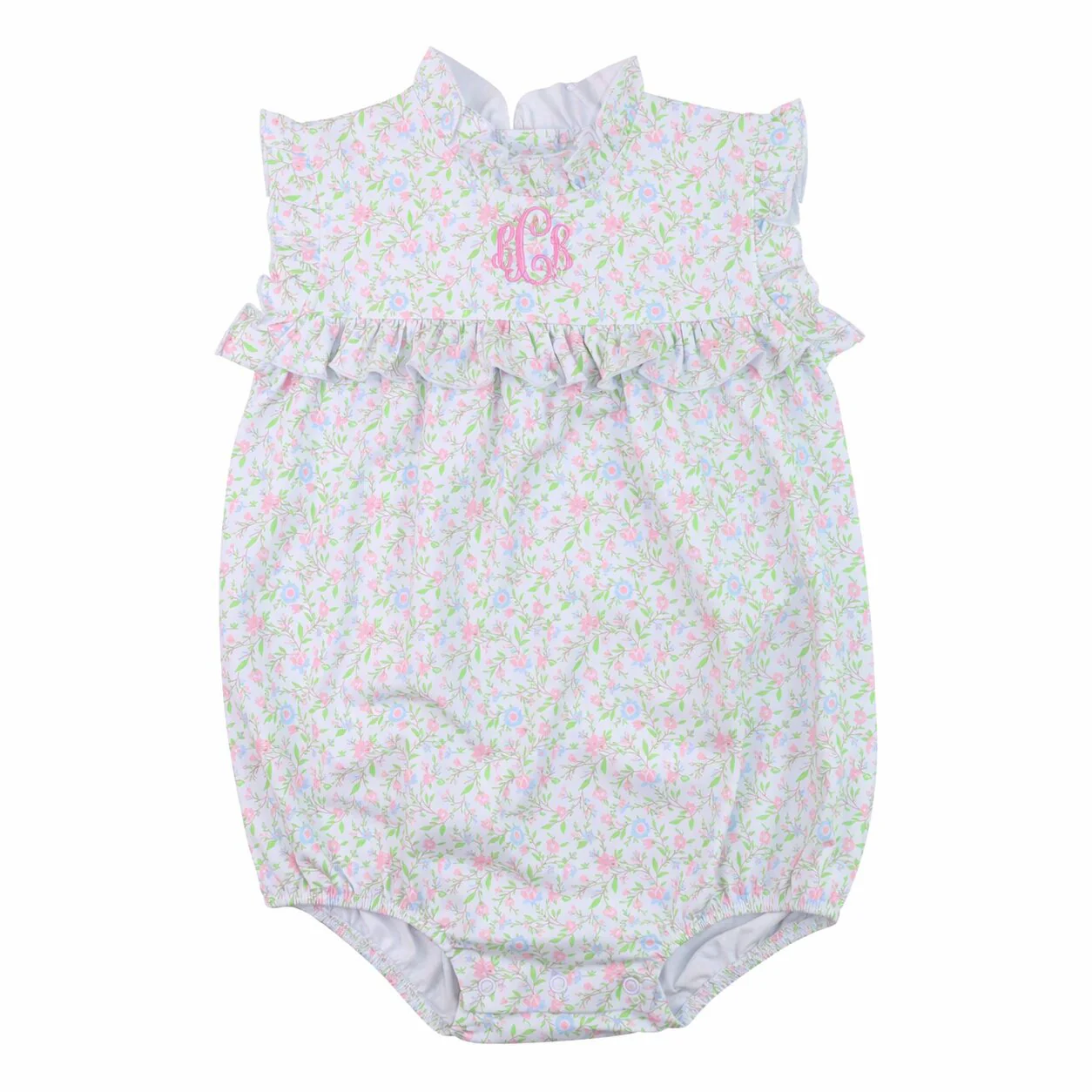 Pink Floral Knit Ruffle Bubble