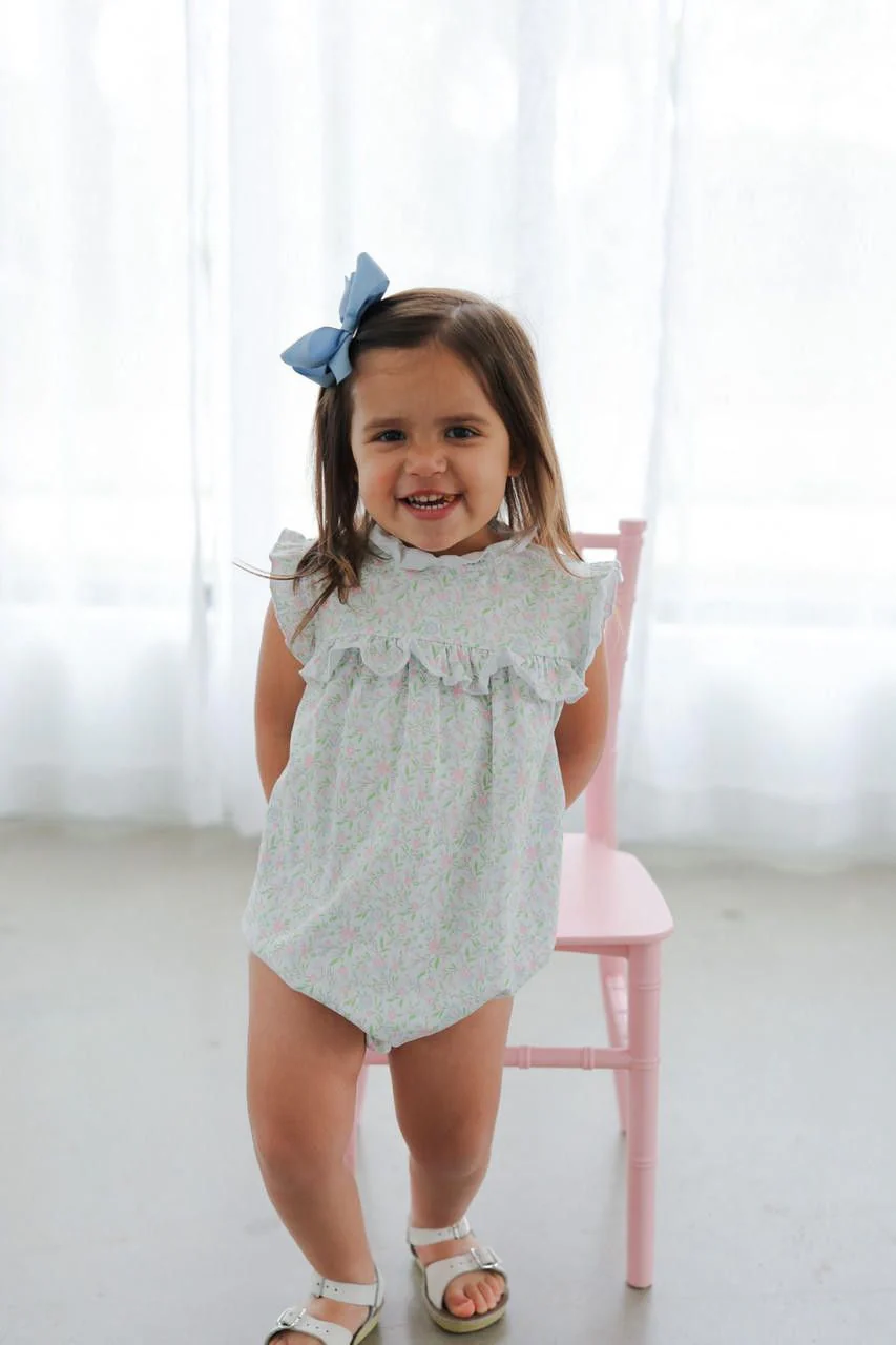 Pink Floral Knit Ruffle Bubble - Image 2