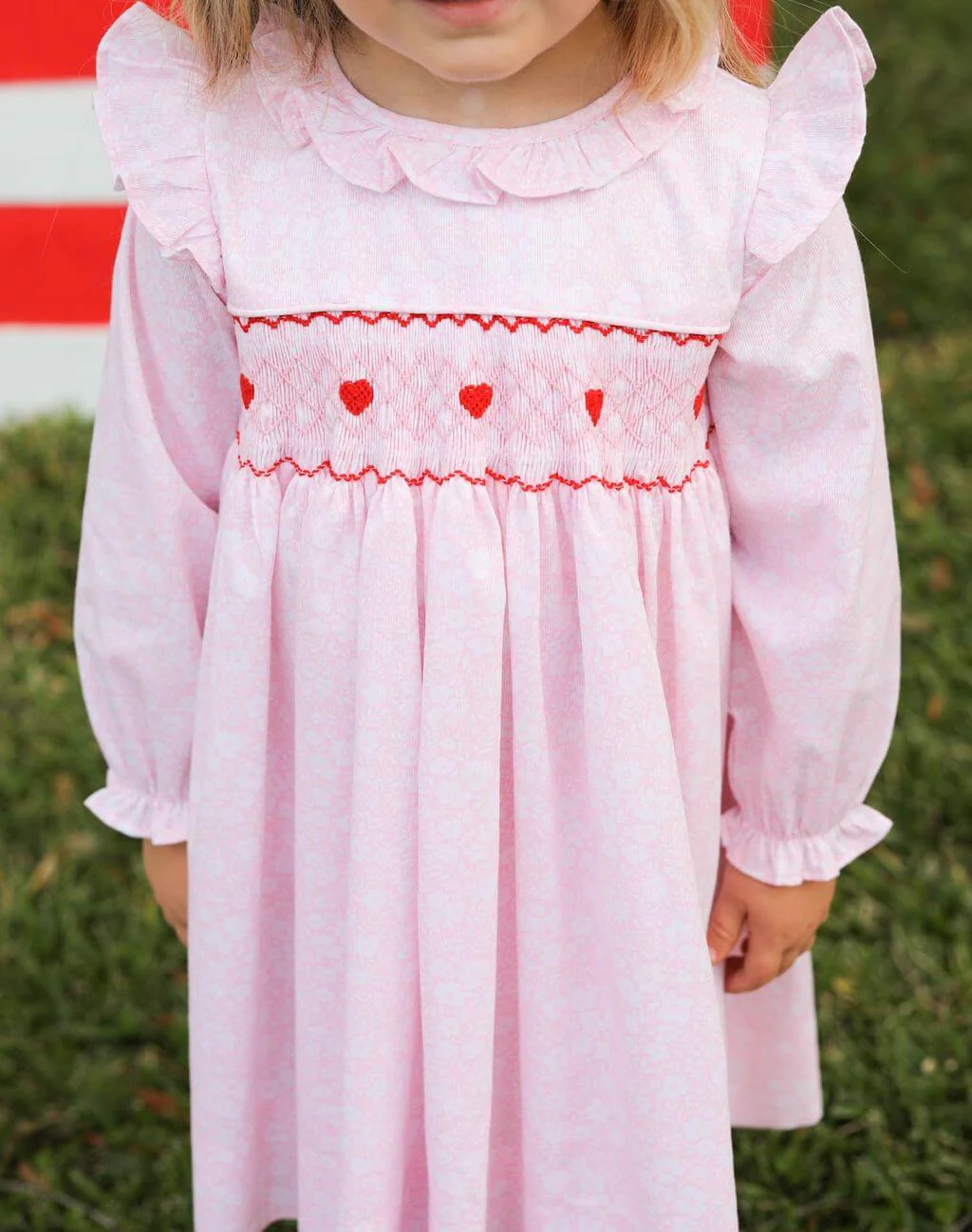 Pink Floral Smocked Hearts Dress - Image 2