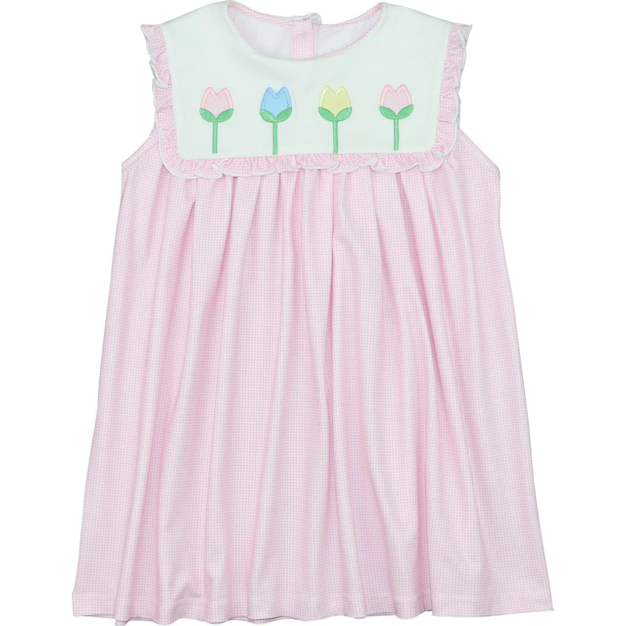 Pink Gingham Applique Tulip Dress