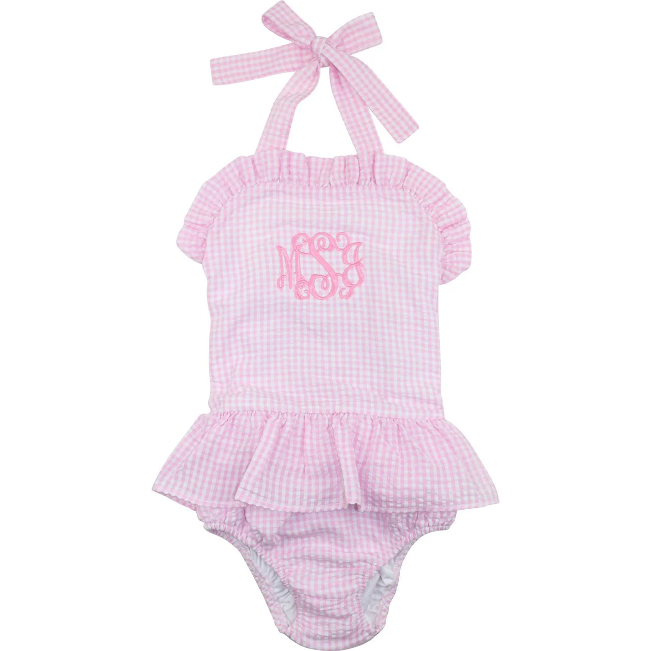 Pink Gingham Seersucker Swimsuit