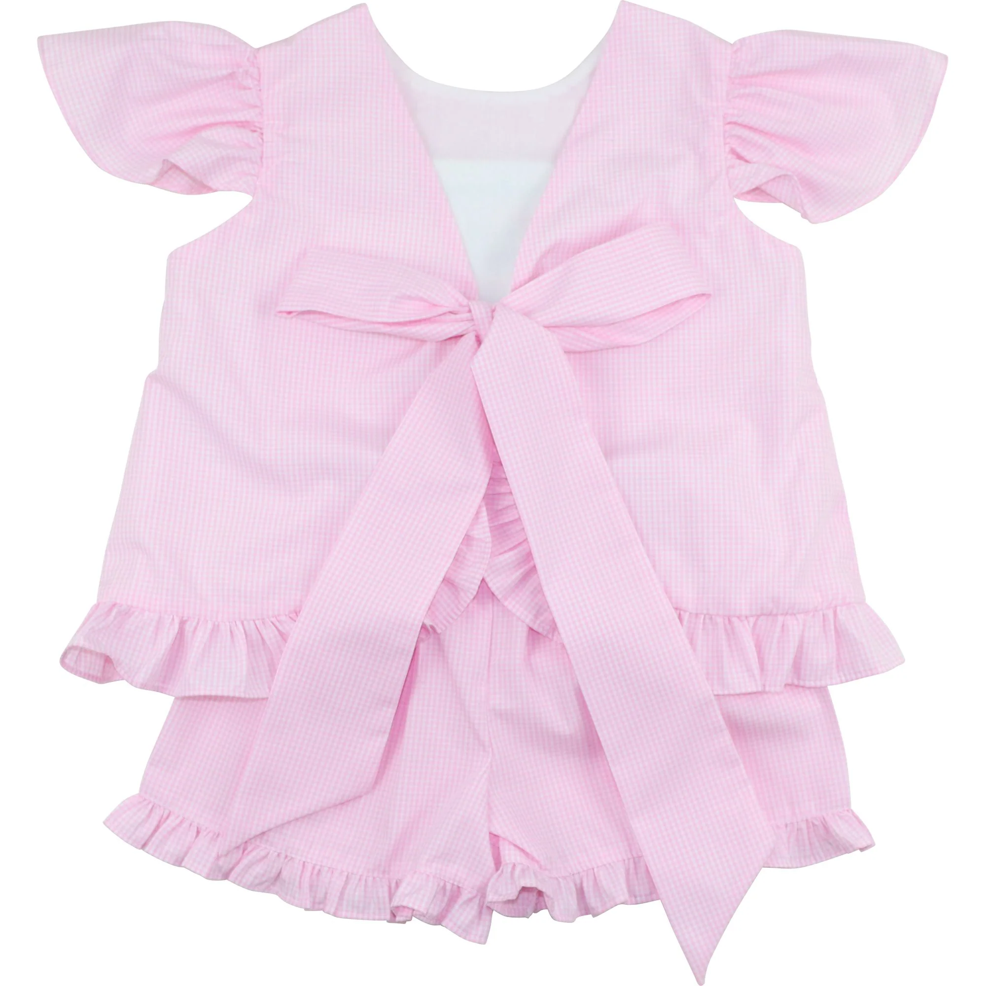 Pink Gingham Smocked Golf Short Set - Image 6