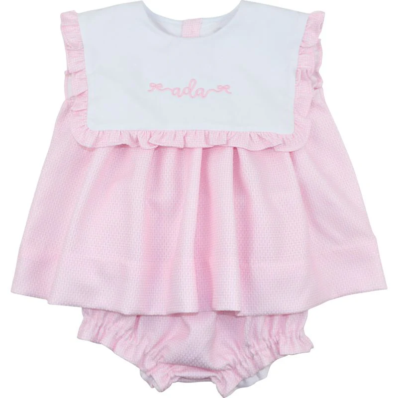 Pink Honeycomb Square Collar Diaper Set