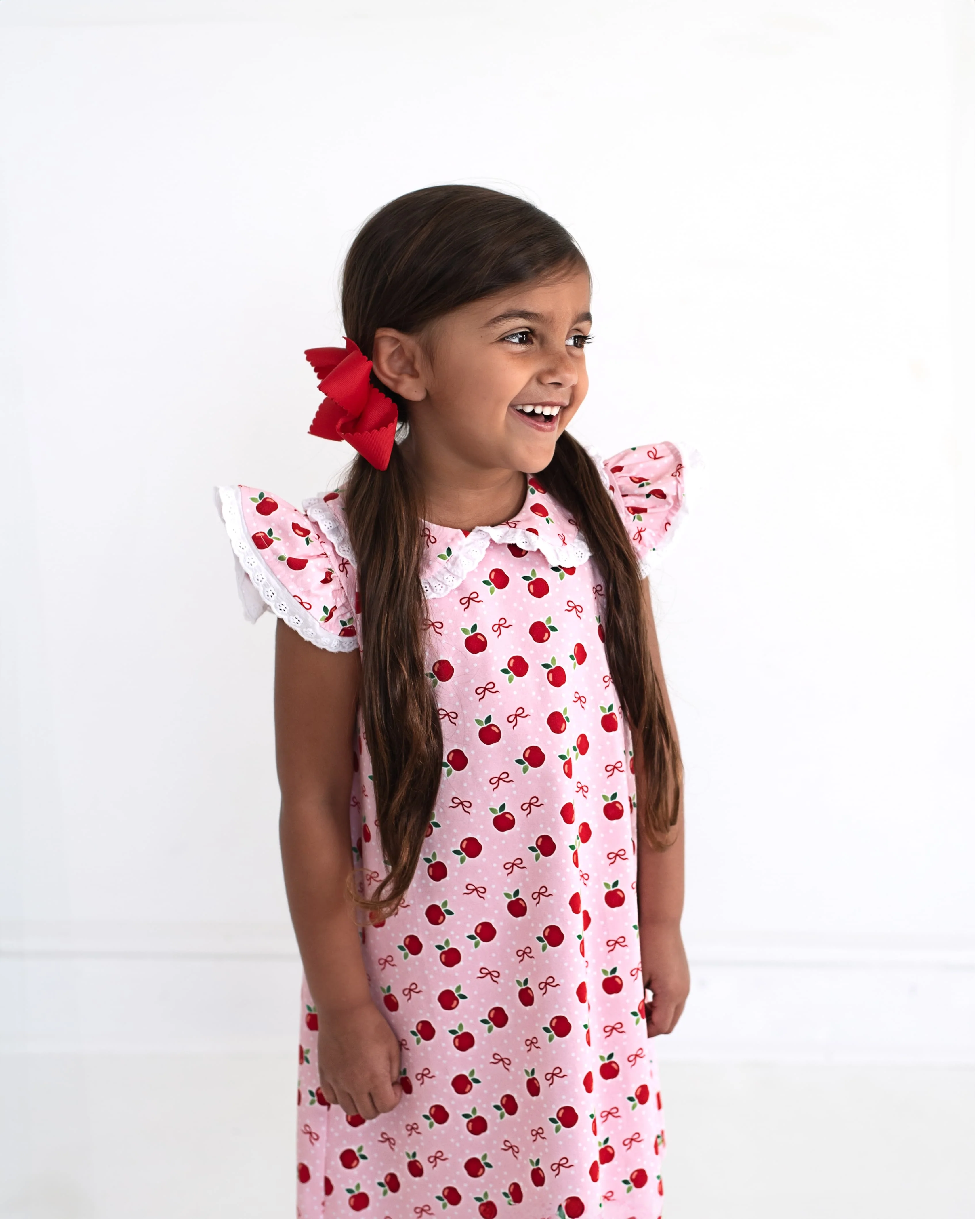 Pink Knit Apple And Bow Dress - Image 2