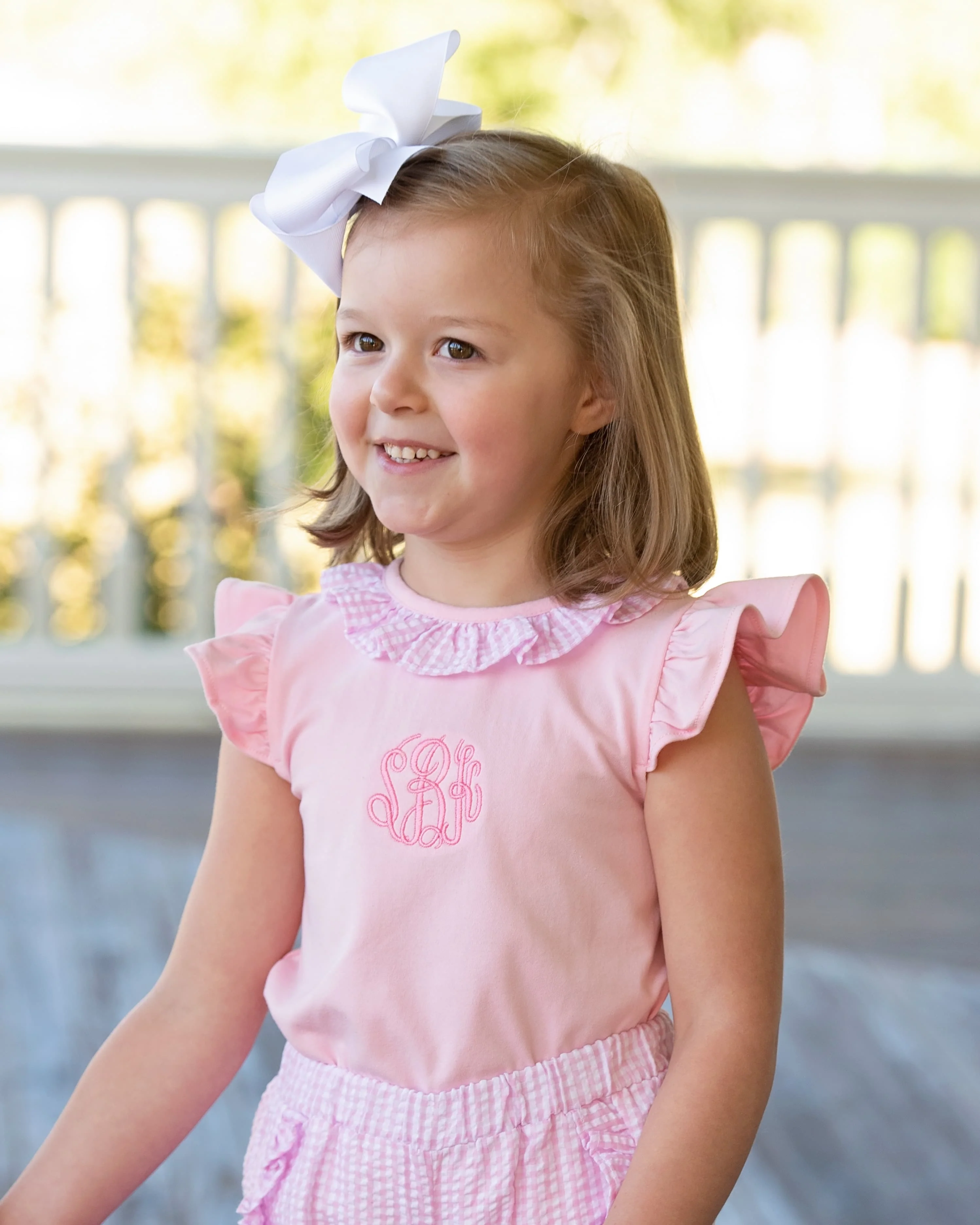 Pink Knit Seersucker Short Set - Image 2