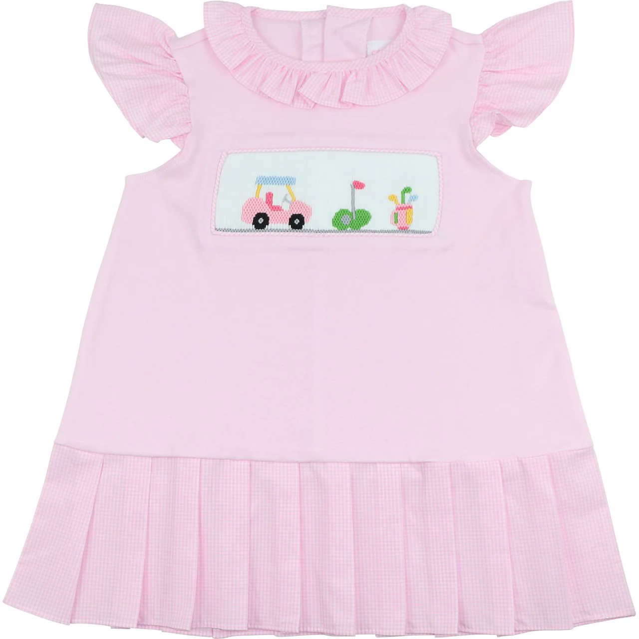 Pink Knit Smocked Golf Dress