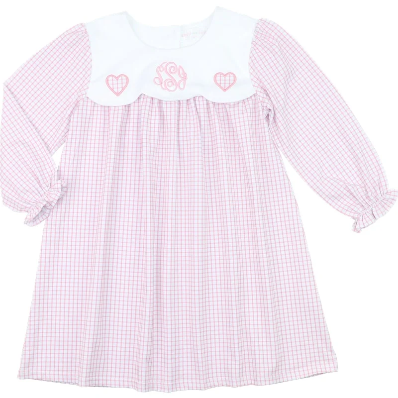 Pink Knit Windowpane Heart Dress