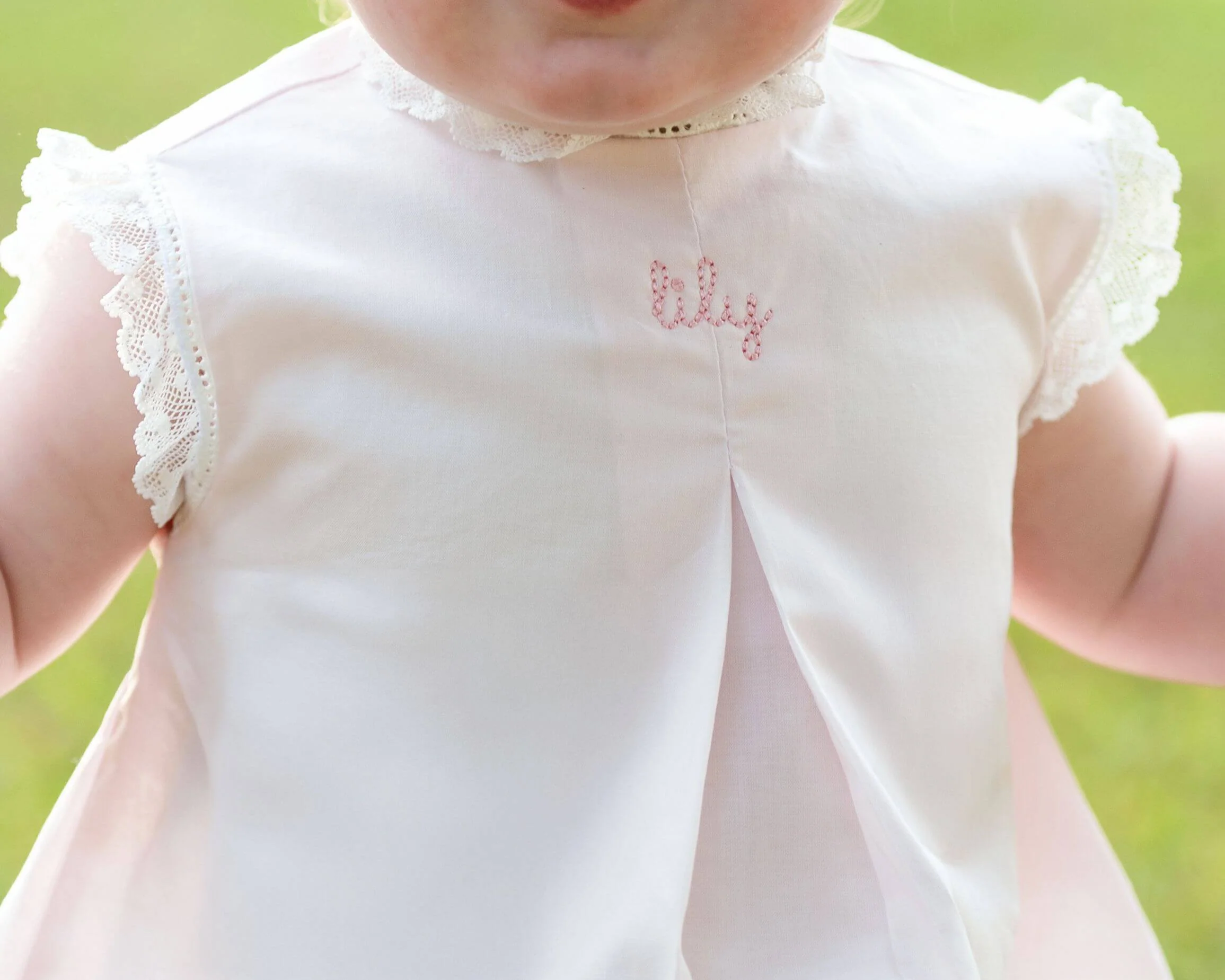 Pink Lace Heirloom Diaper Set - Image 3