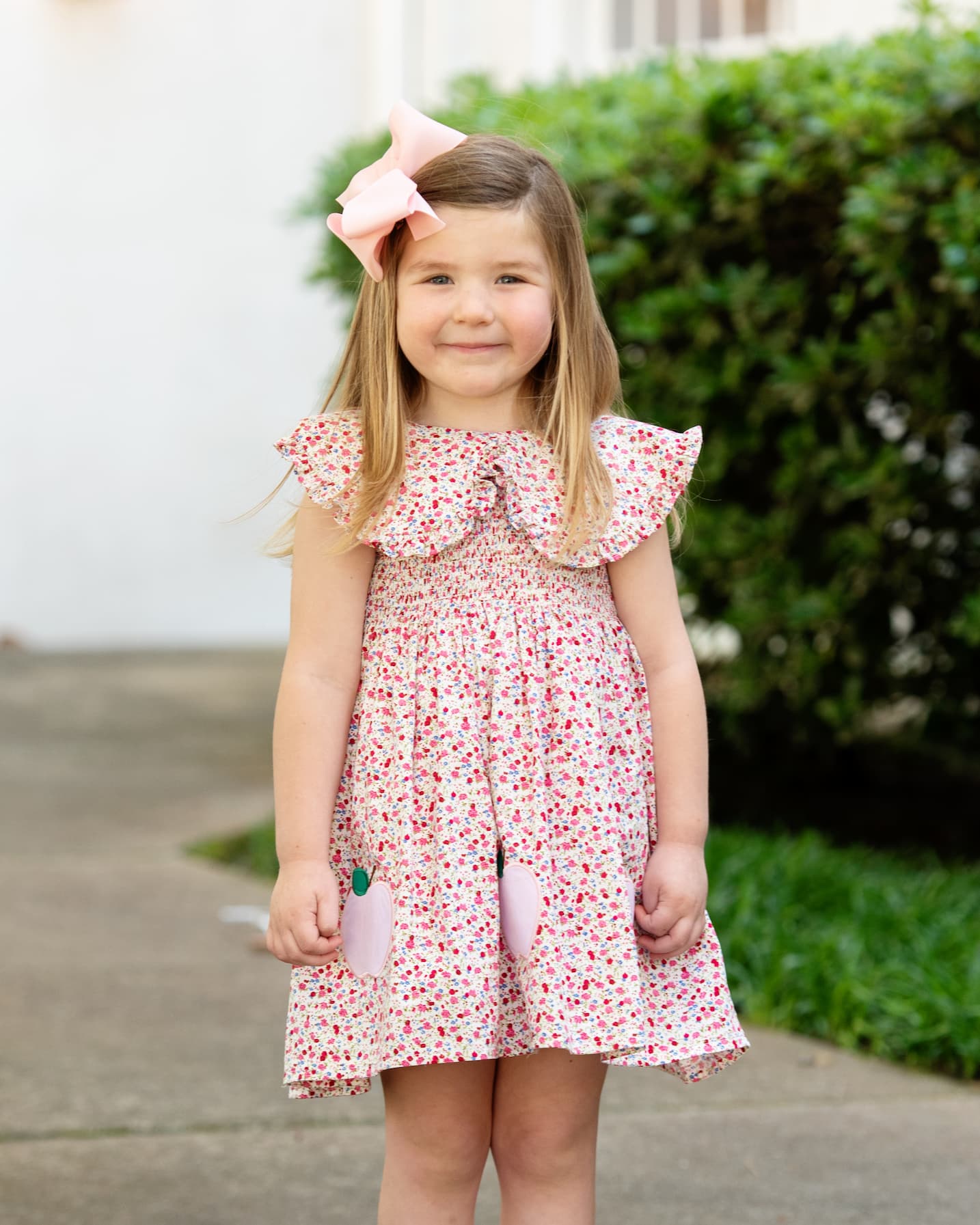 Pink Liberty Applique Apple Dress - Image 2