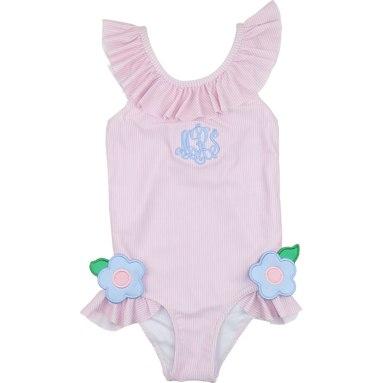Pink Mini Stripe Flower Swimsuit