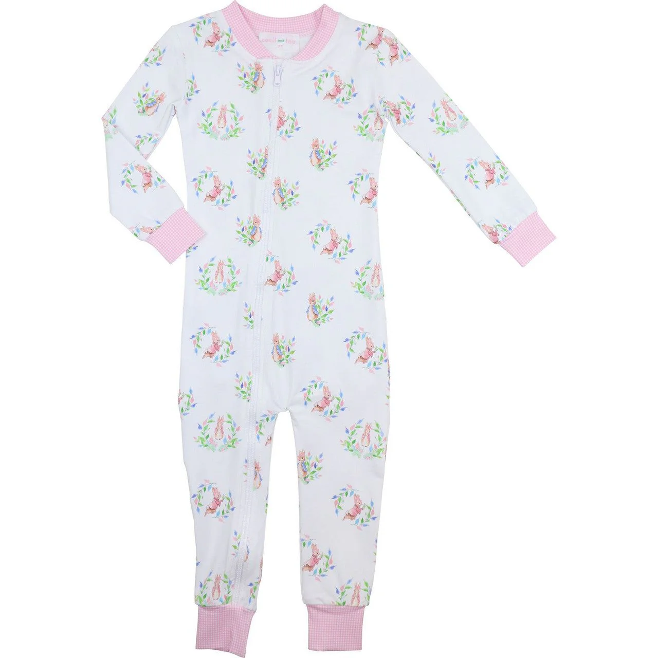 Pink Peter Rabbit Bamboo Knit Zipper Pajamas - Image 3