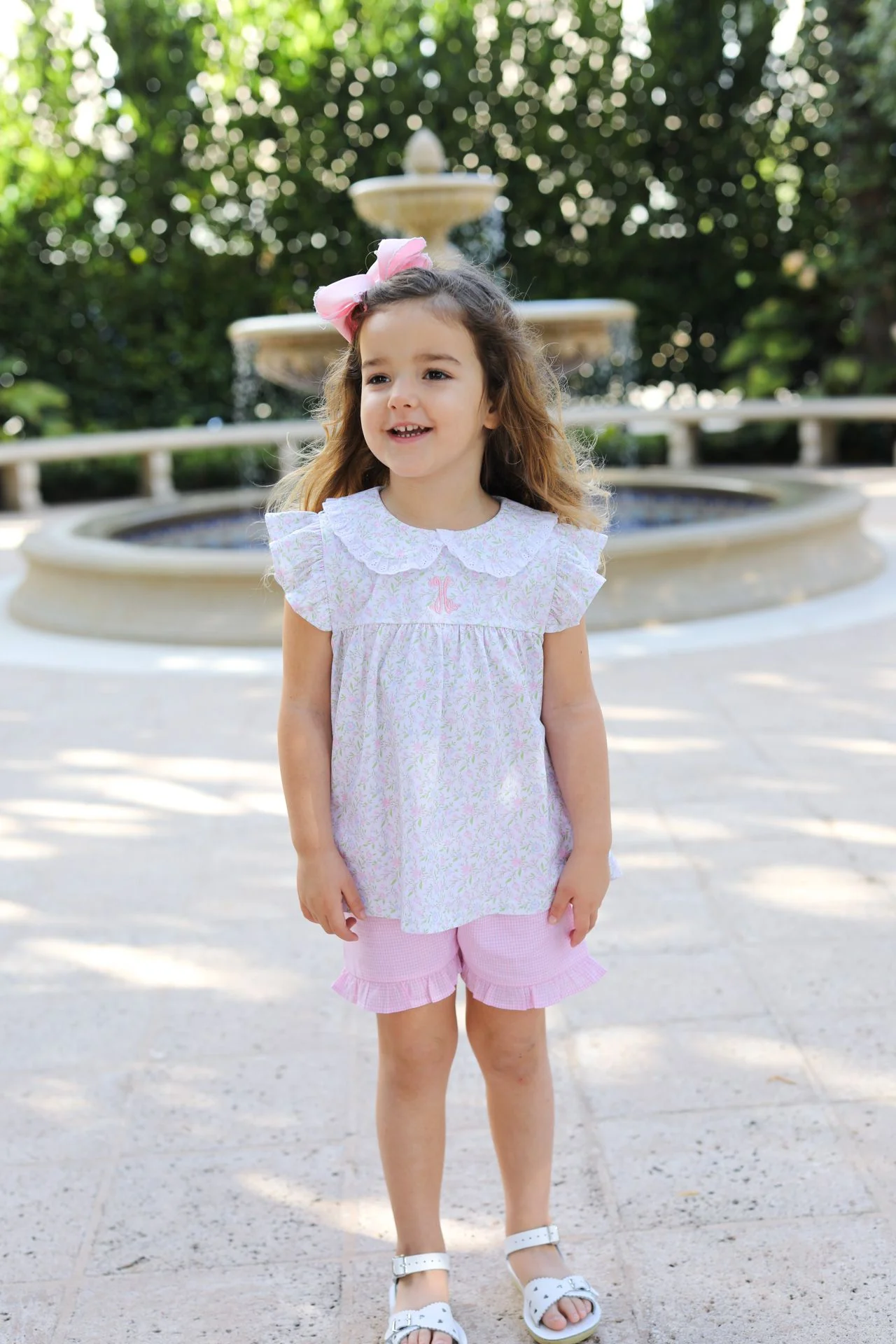 Pink Petite Floral Knit Short Set - Image 2
