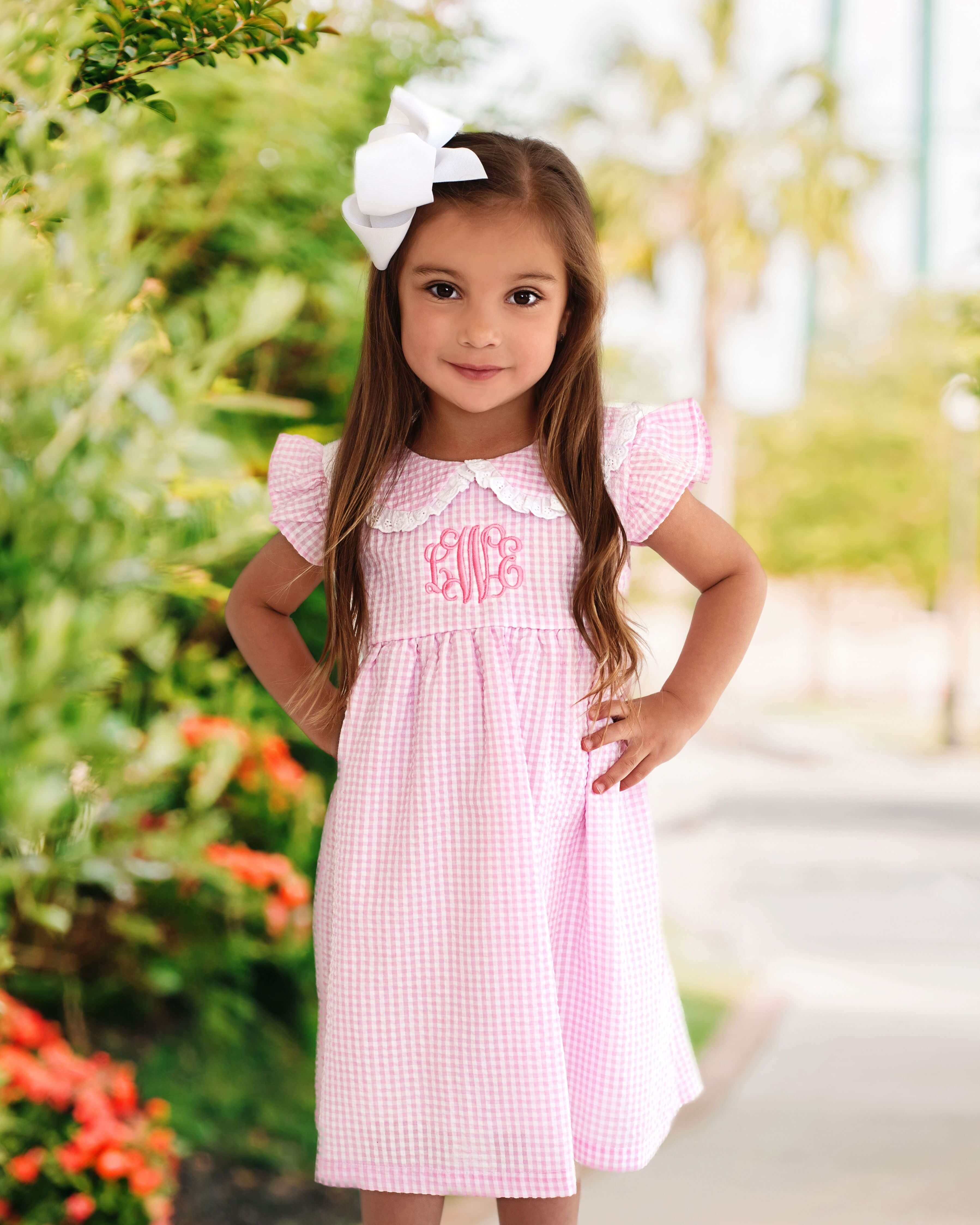 Pink Seersucker Eyelet Dress - Image 2