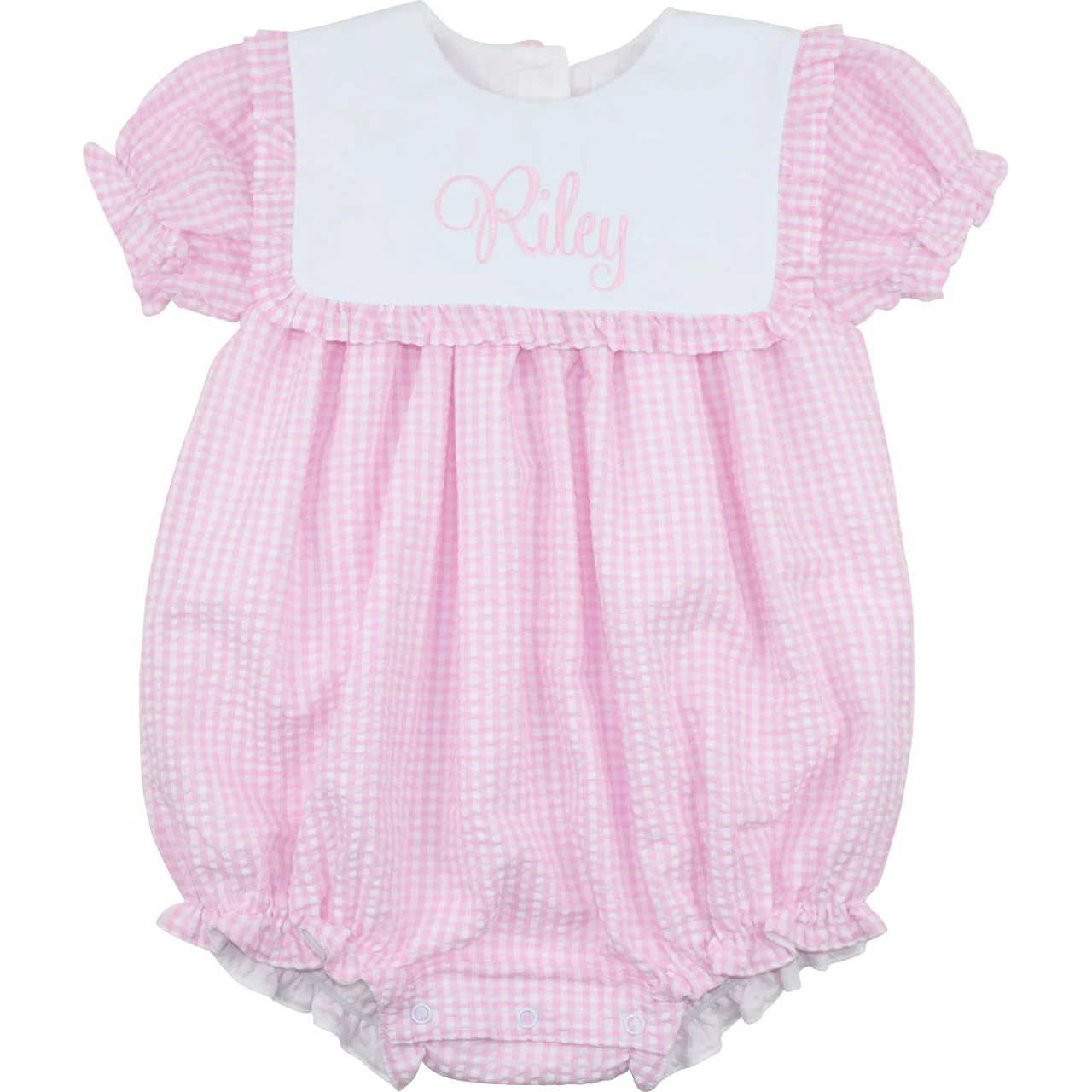 Pink Seersucker Ruffle Bubble