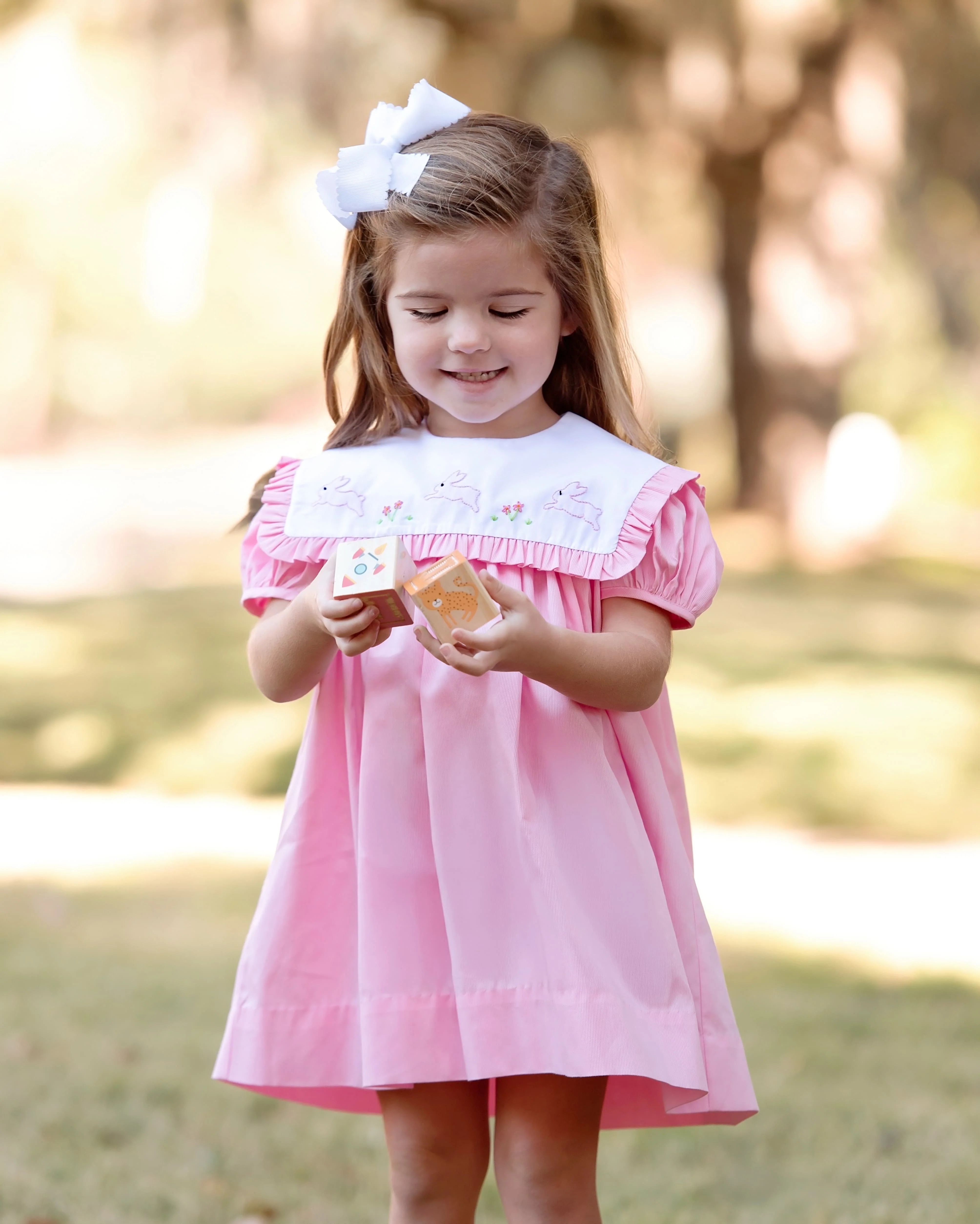 Pink Shadow Embroidered Bunnies Dress - Image 2