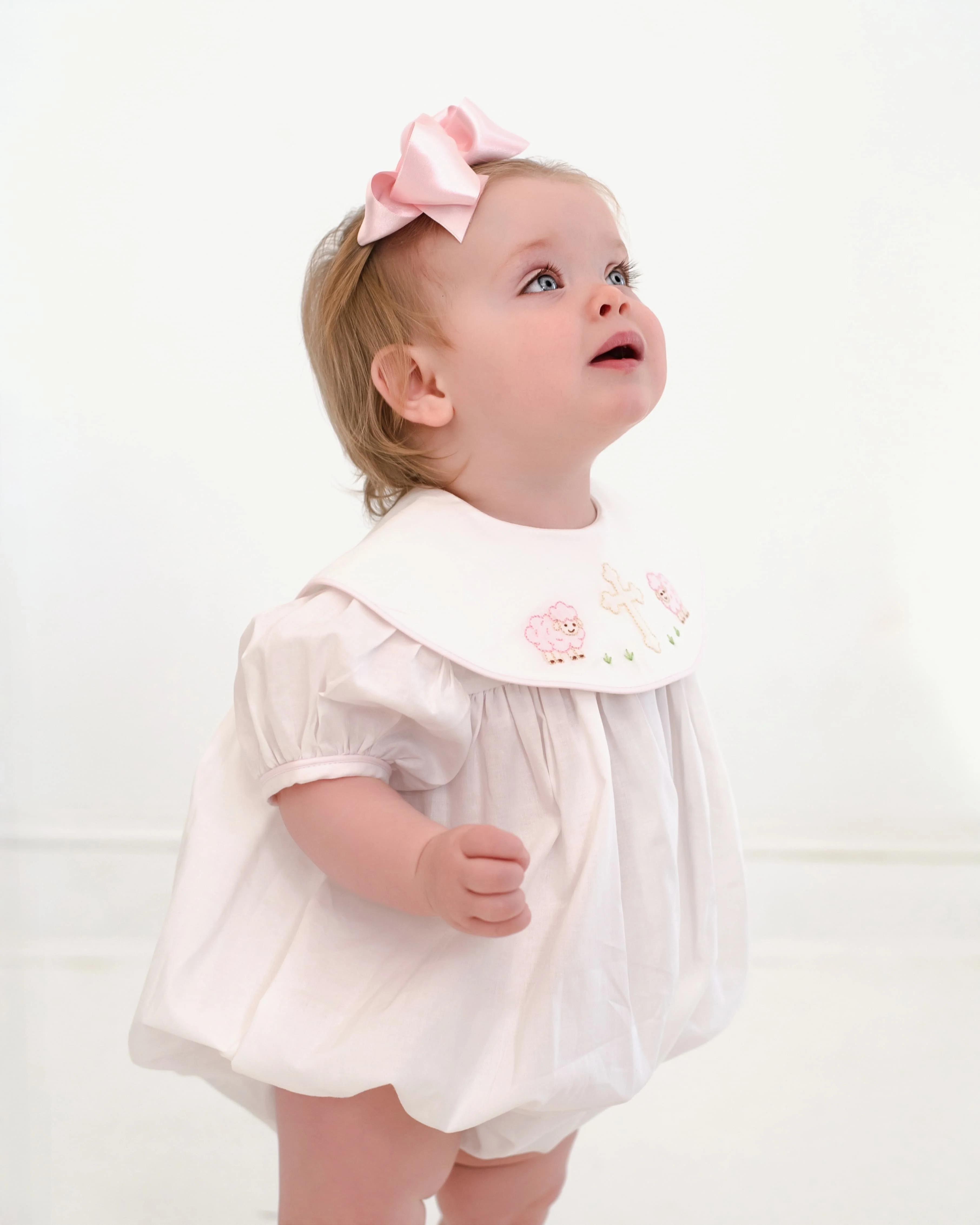 Pink Shadow Embroidered Lamb And Cross Bubble - Image 3
