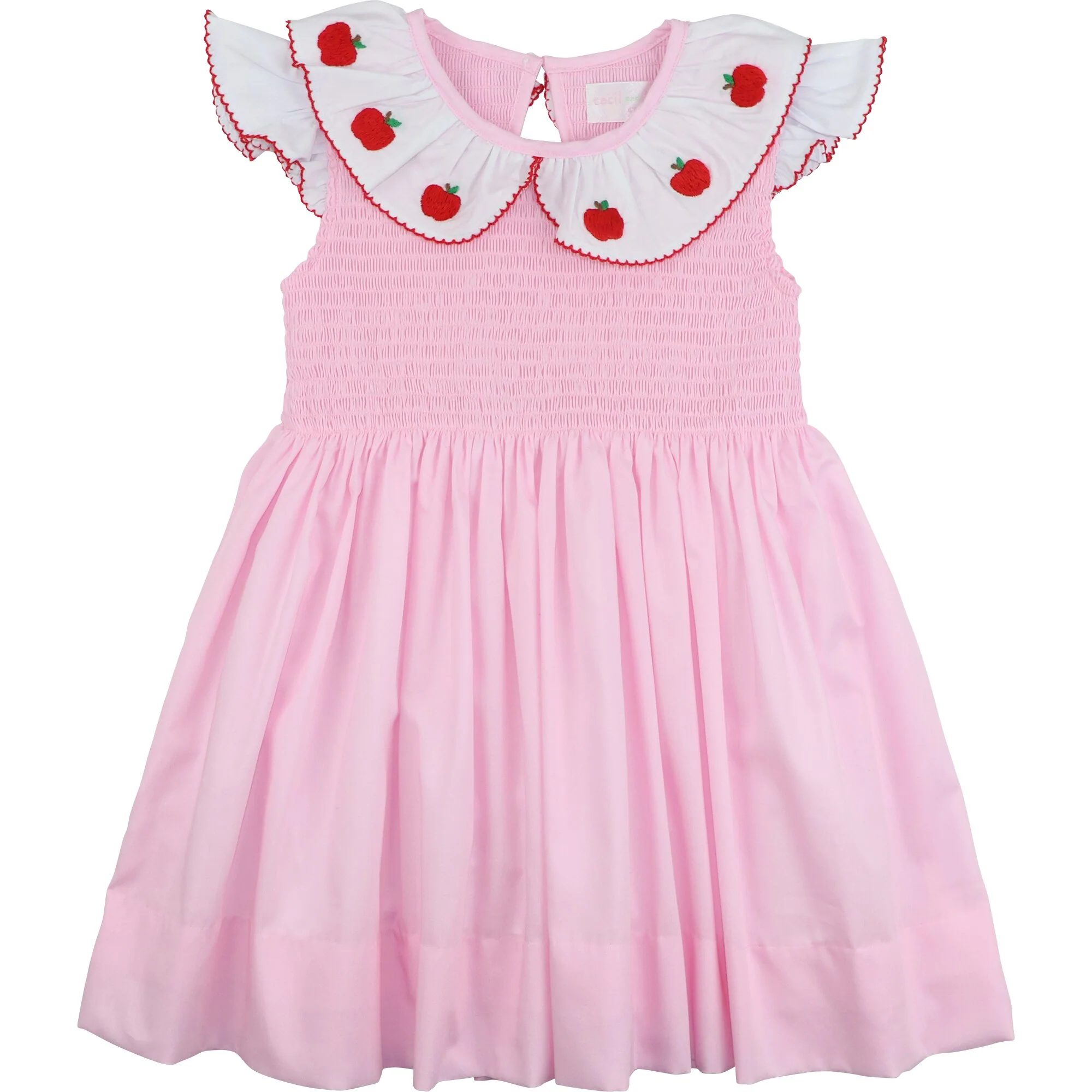 Pink Smocked Embroidered Apple Dress