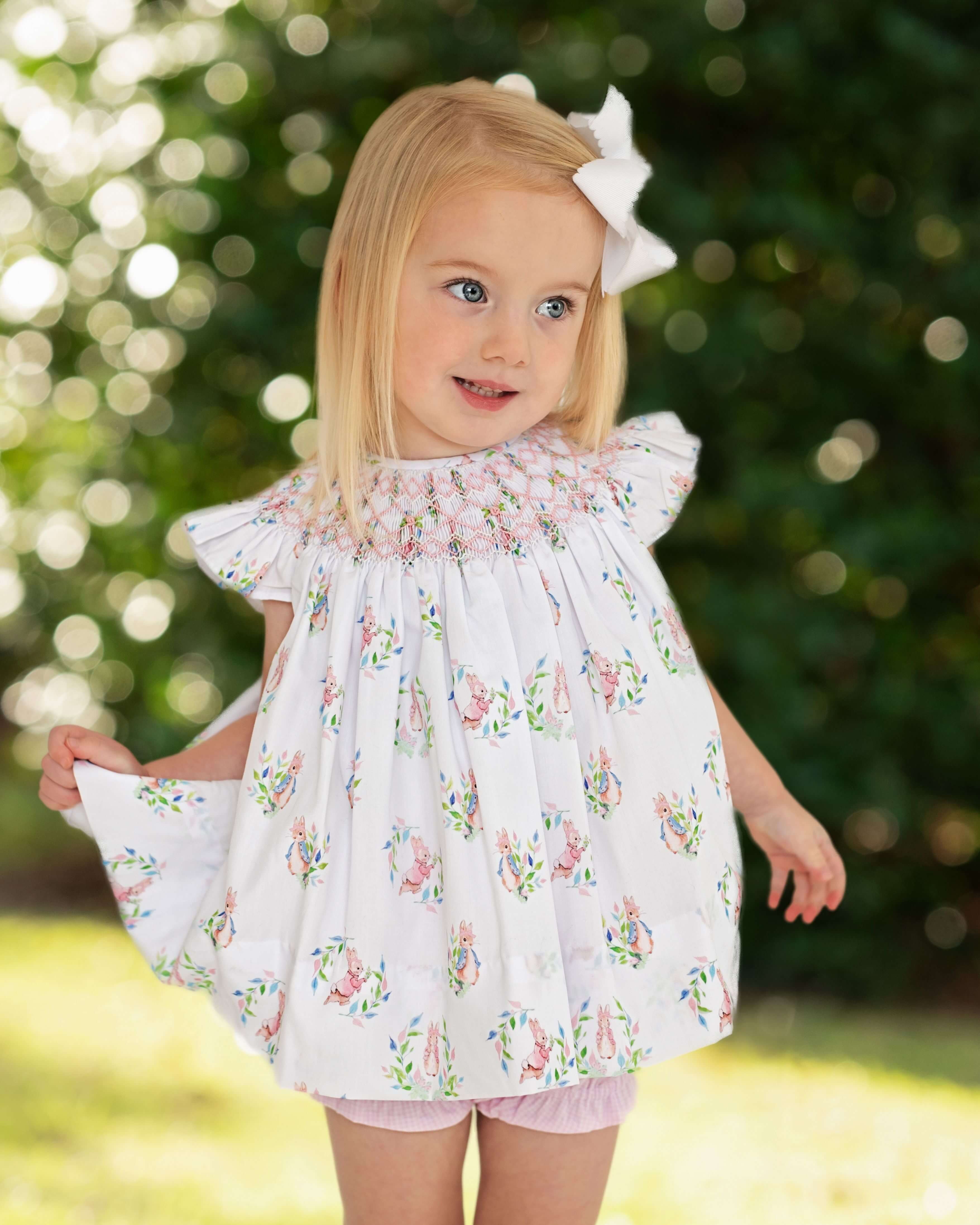 Pink Smocked Peter Rabbit Diaper Set - Image 2