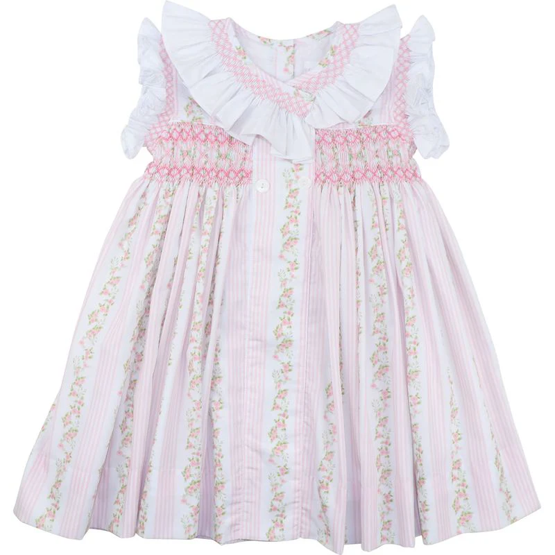 Pink Smocked Rosebud Dress