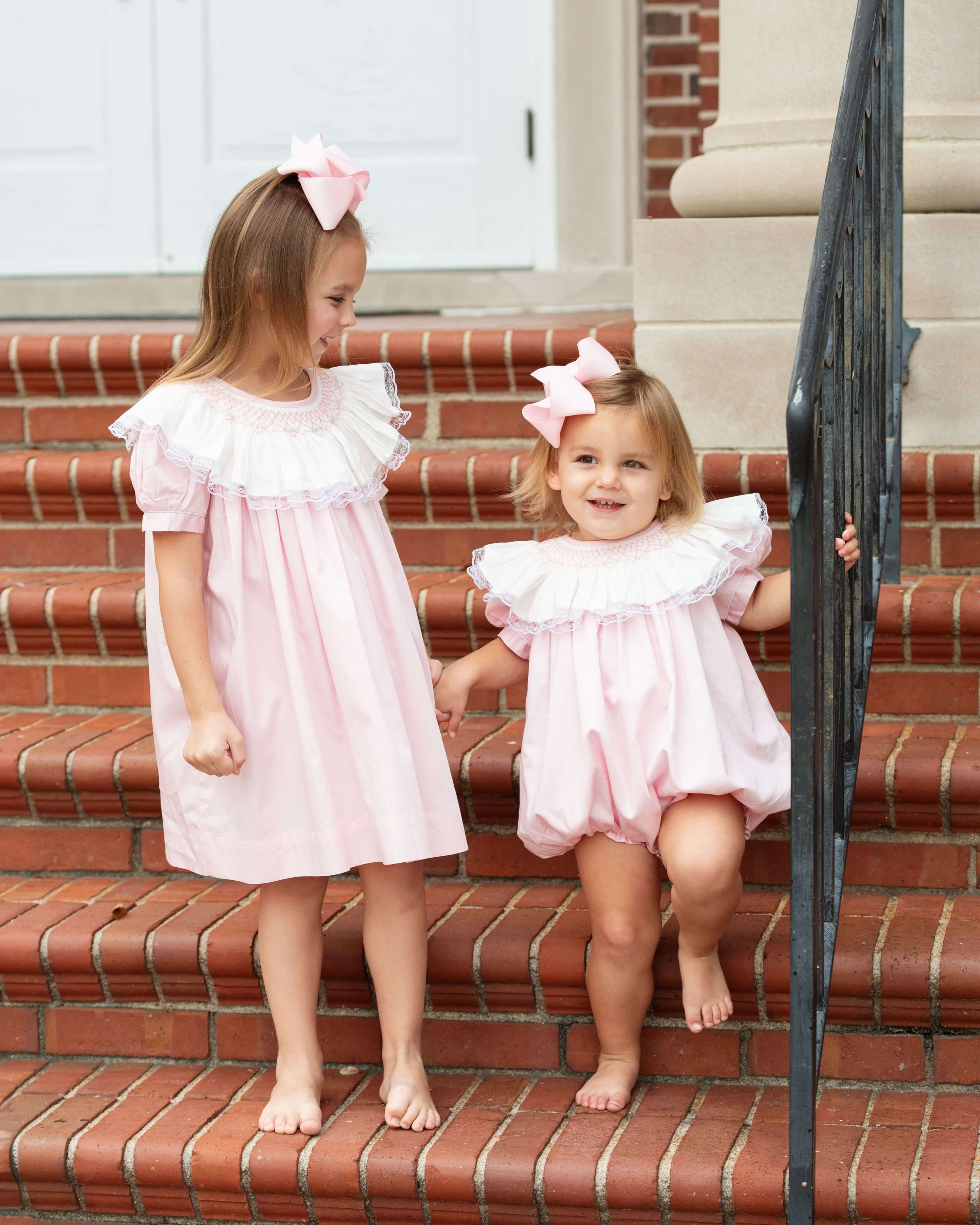 Pink Smocked Ruffle Neck Bubble - Image 2