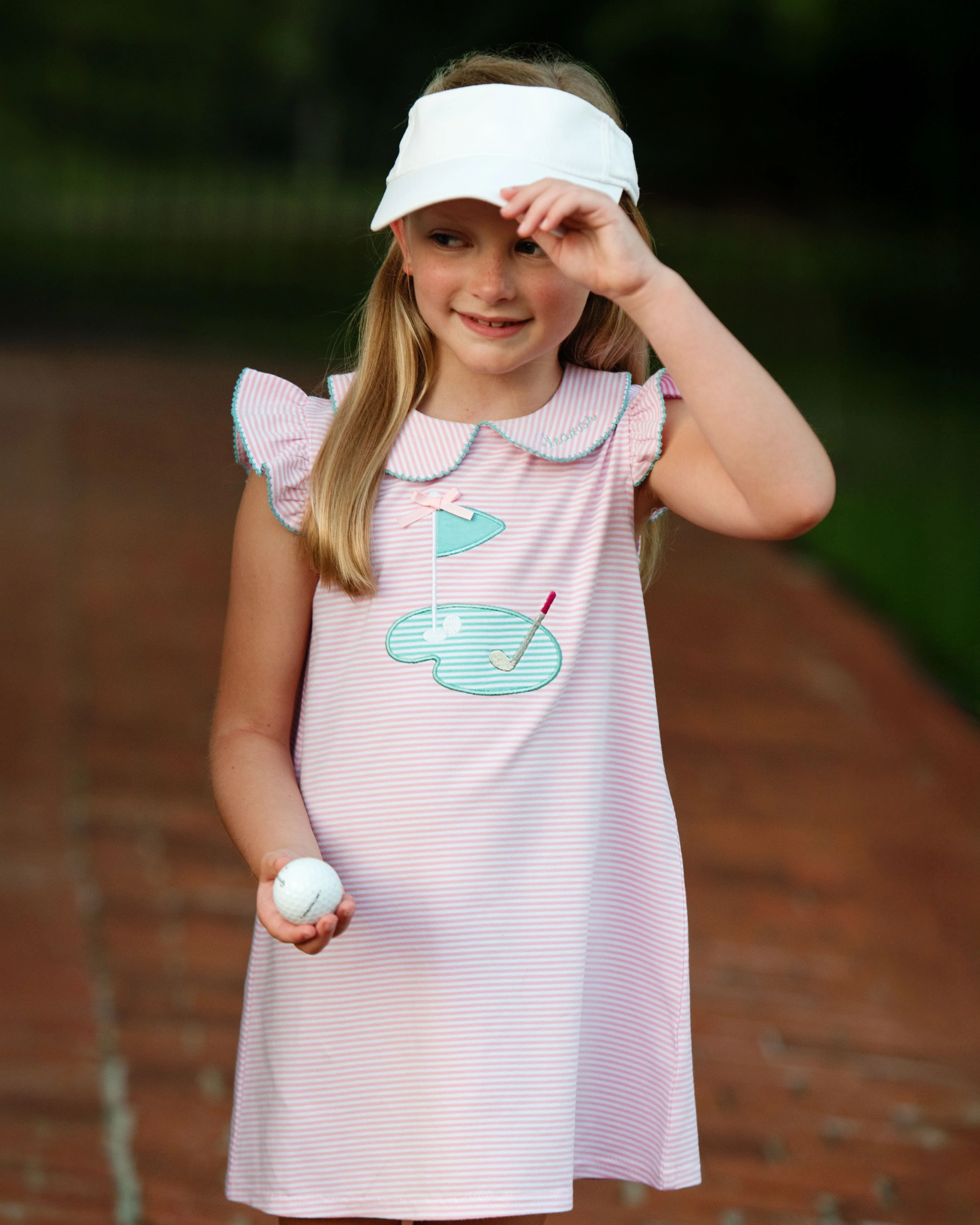 Pink Stripe Knit Applique Golf Dress - Image 3