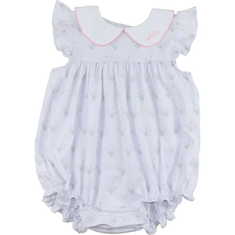 Pink Tulip Print Knit Bubble