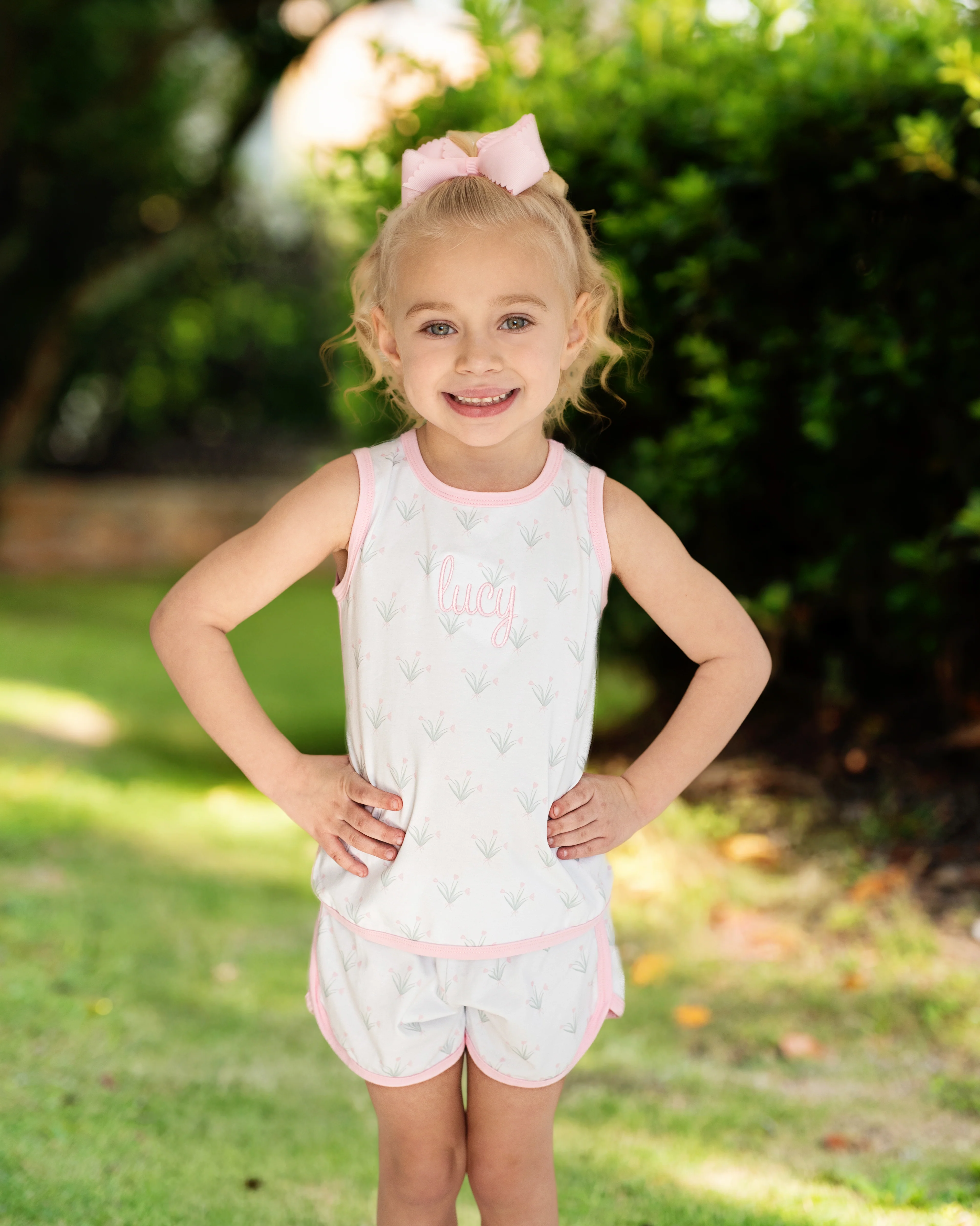Pink Tulip Print Knit Play Set - Image 3