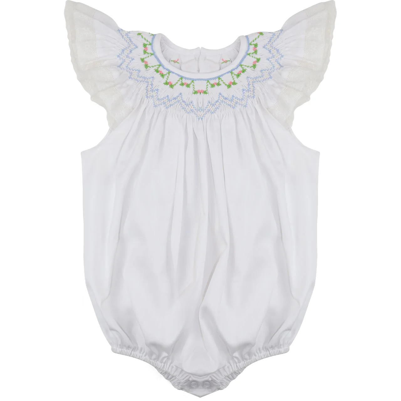 Pique Smocked Rosebud Bubble