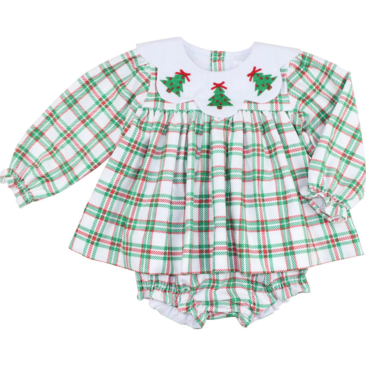 Plaid Corduroy Christmas Tree Diaper Set
