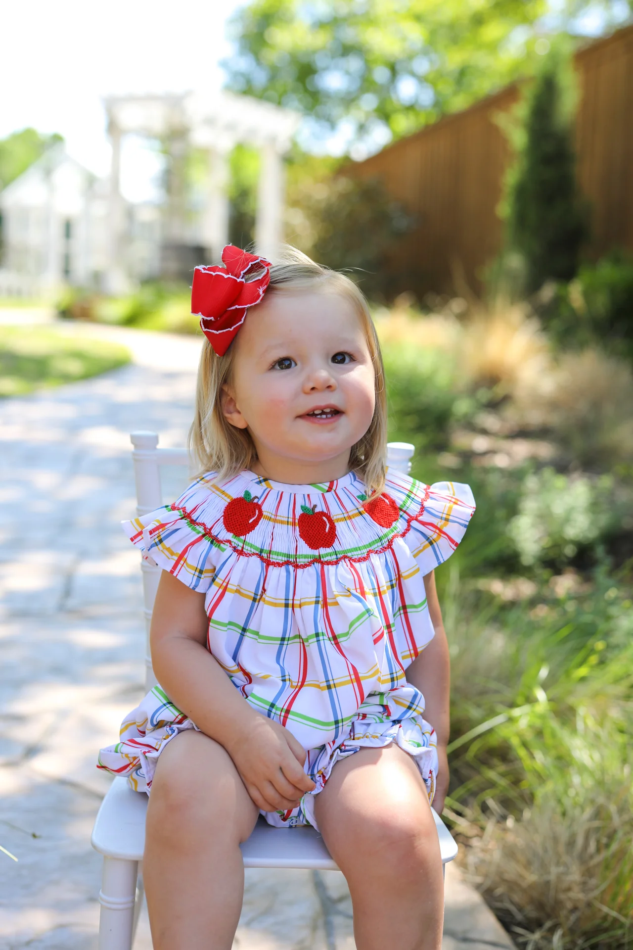 Plaid Smocked Apple Bubble - Image 2