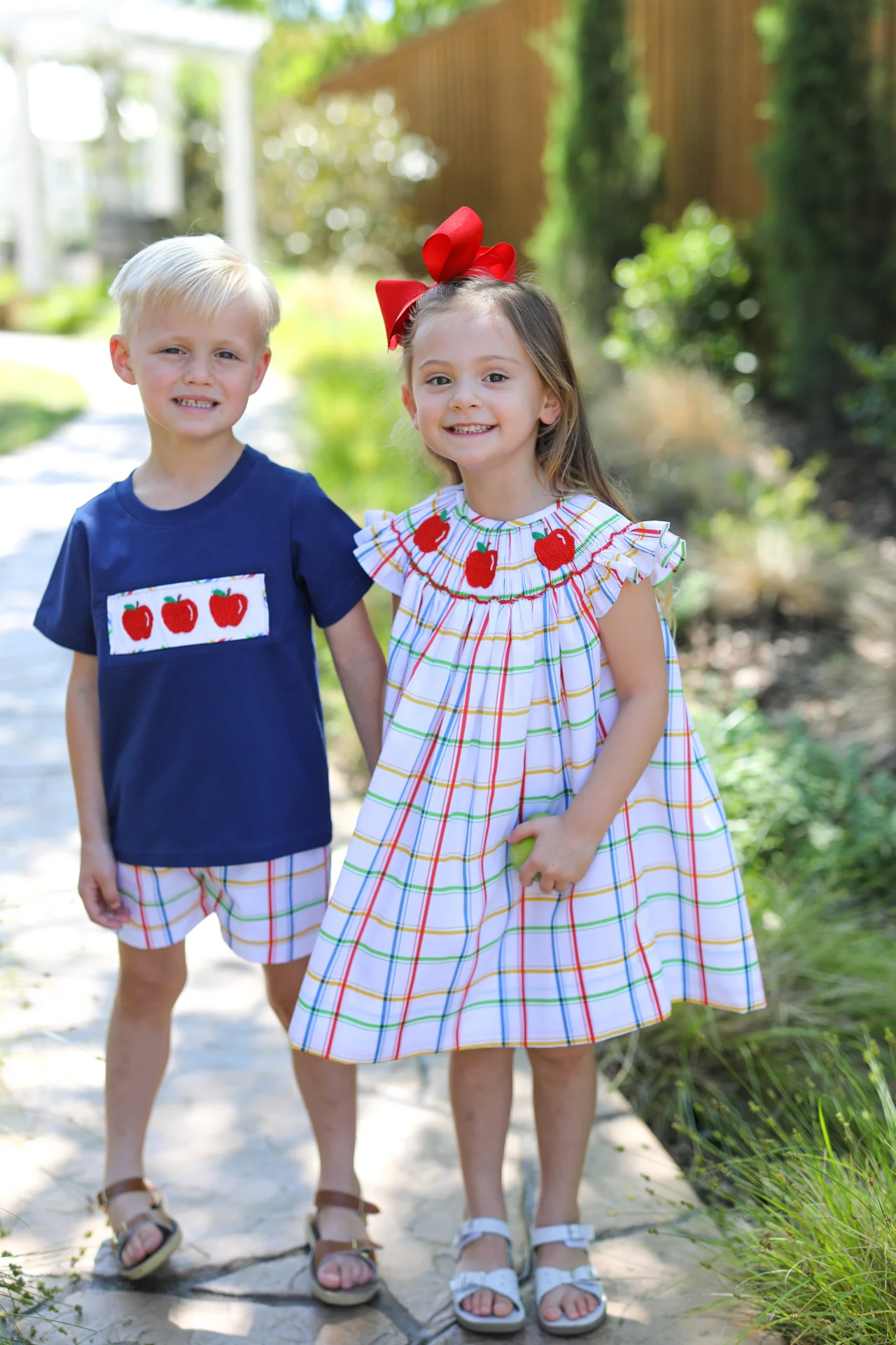Plaid Smocked Apple Short Set - Image 2