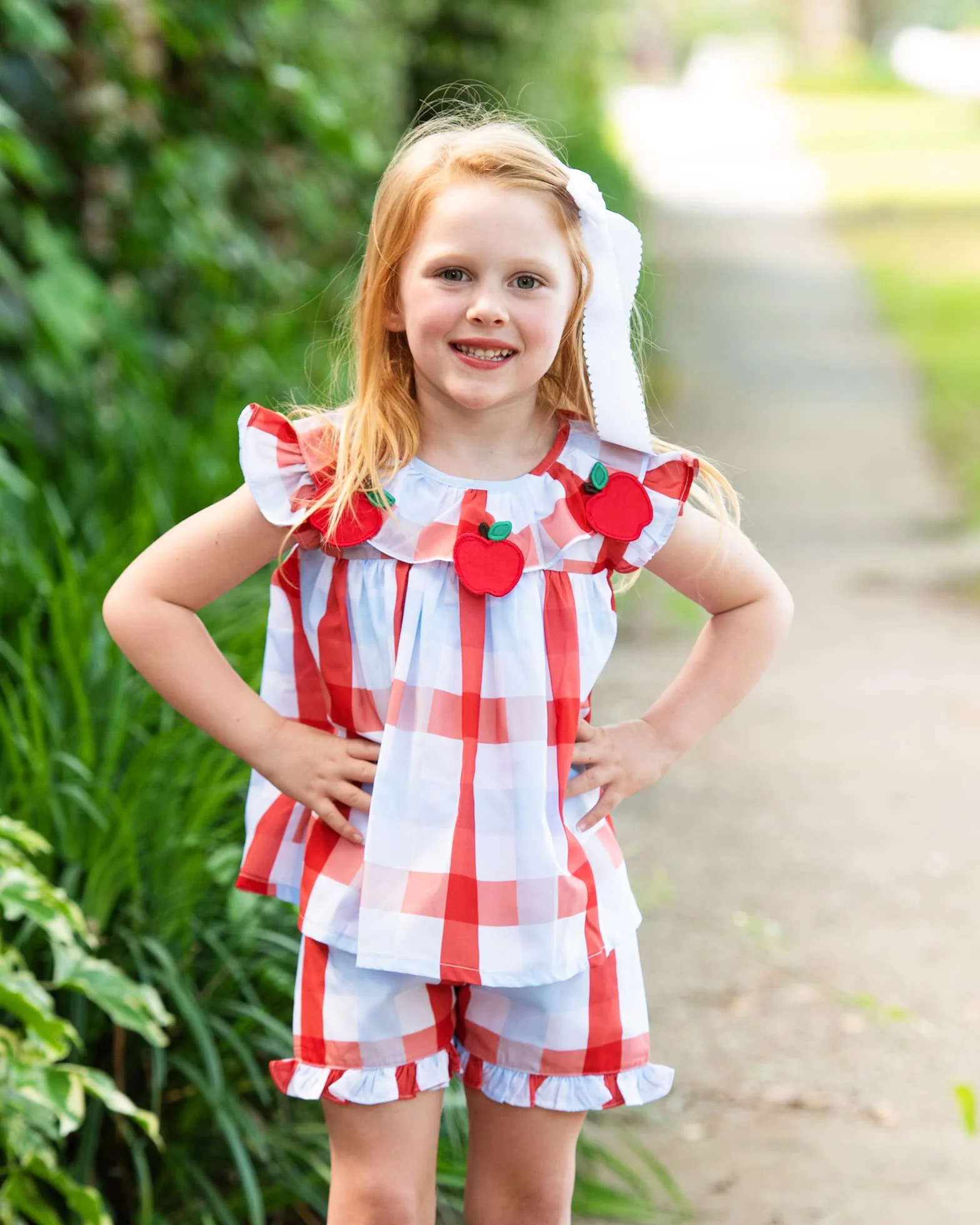Red And Blue Plaid Apple Short Set - Image 2