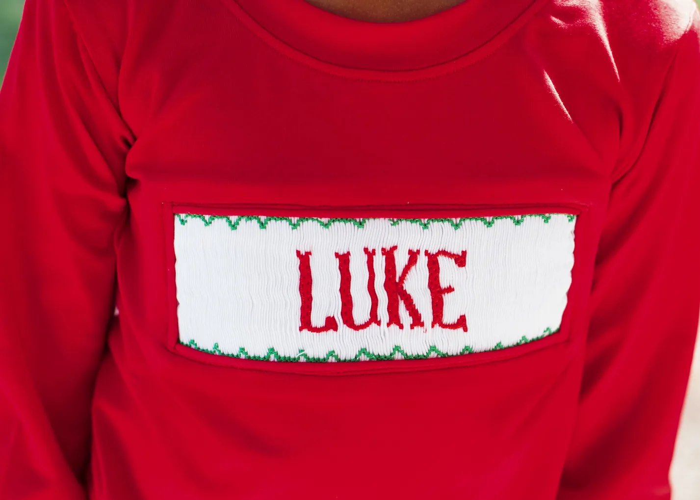 Red and Green Custom Smocked Shirt - Image 2