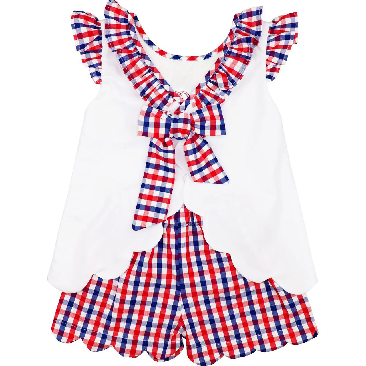 Red And Navy Check Short Set - Image 4