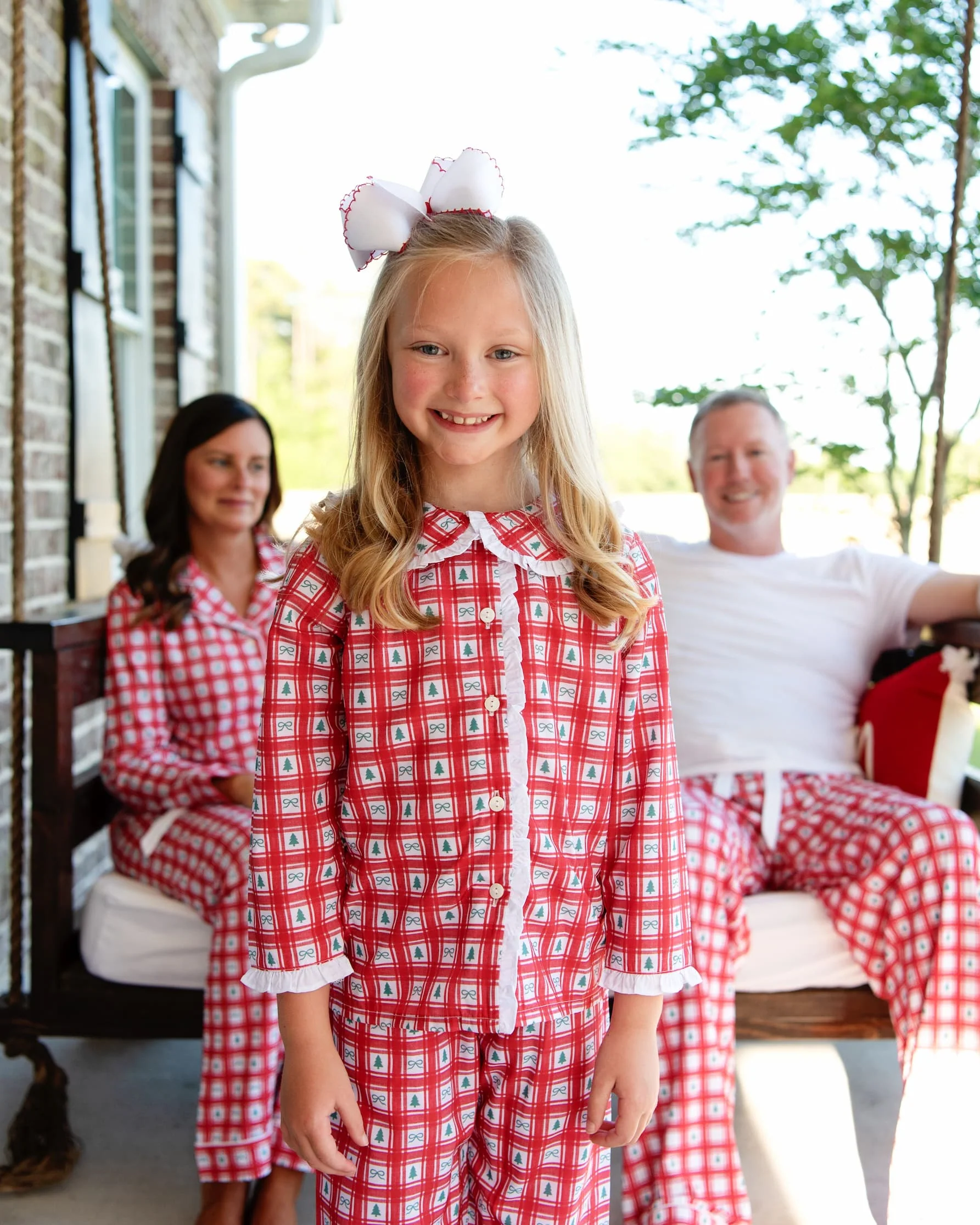 Red Check Christmas Tree Ruffle Pajamas - Image 3