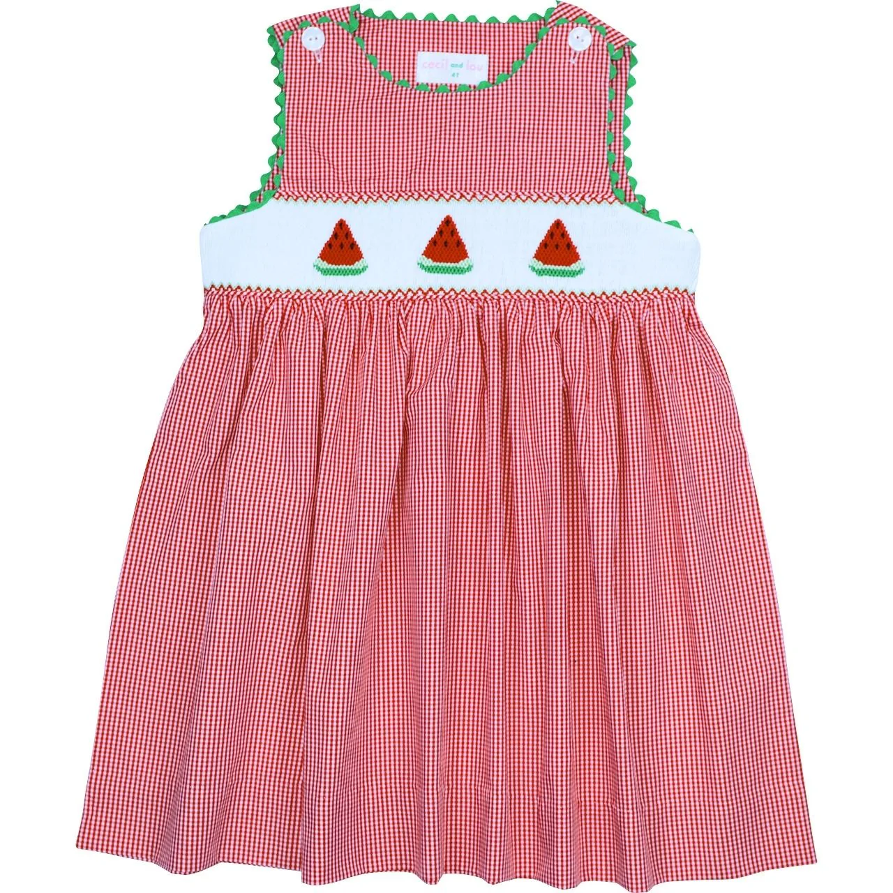 Red Gingham Smocked Watermelon Dress
