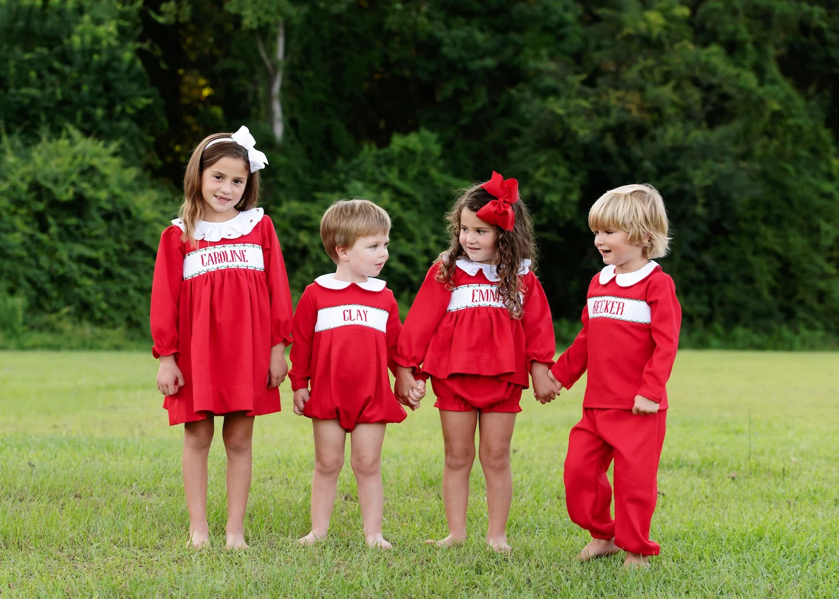 Red Honeycomb Custom Smocked Dress - Image 5