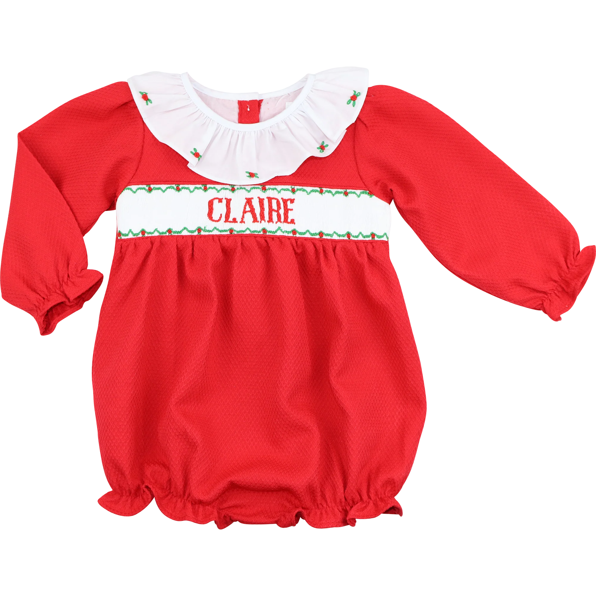 Red Honeycomb Custom Smocked Ruffle Bubble