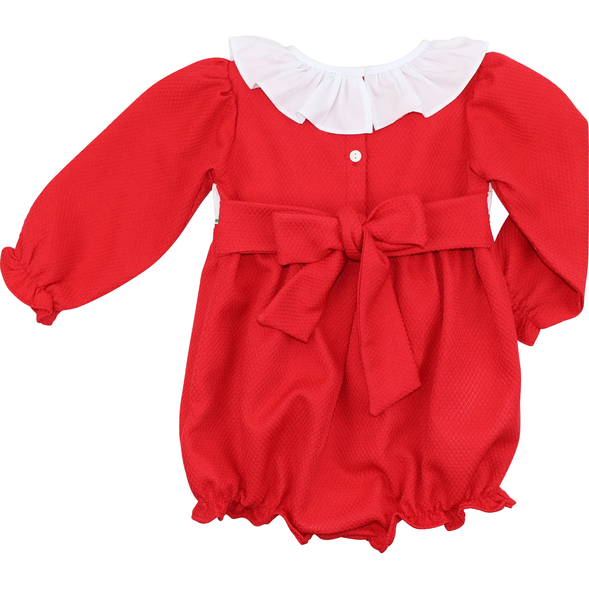 Red Honeycomb Custom Smocked Ruffle Bubble - Image 4