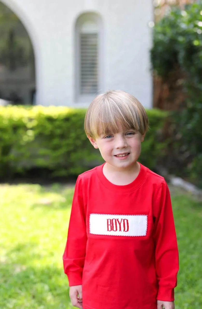 Red Knit Custom Smocked Shirt - Image 2