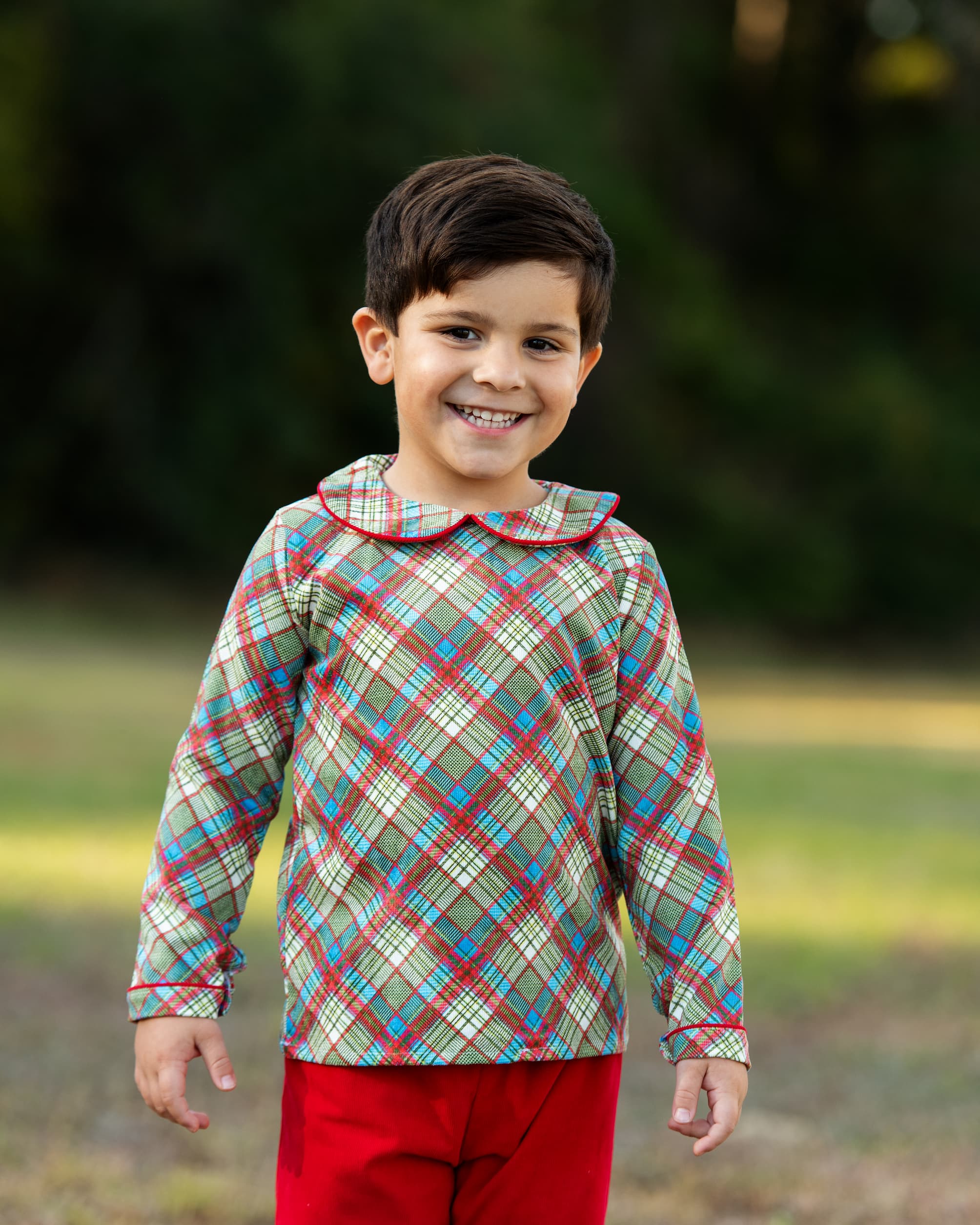 Red Plaid Corduroy Ankle Pant Set - Image 2