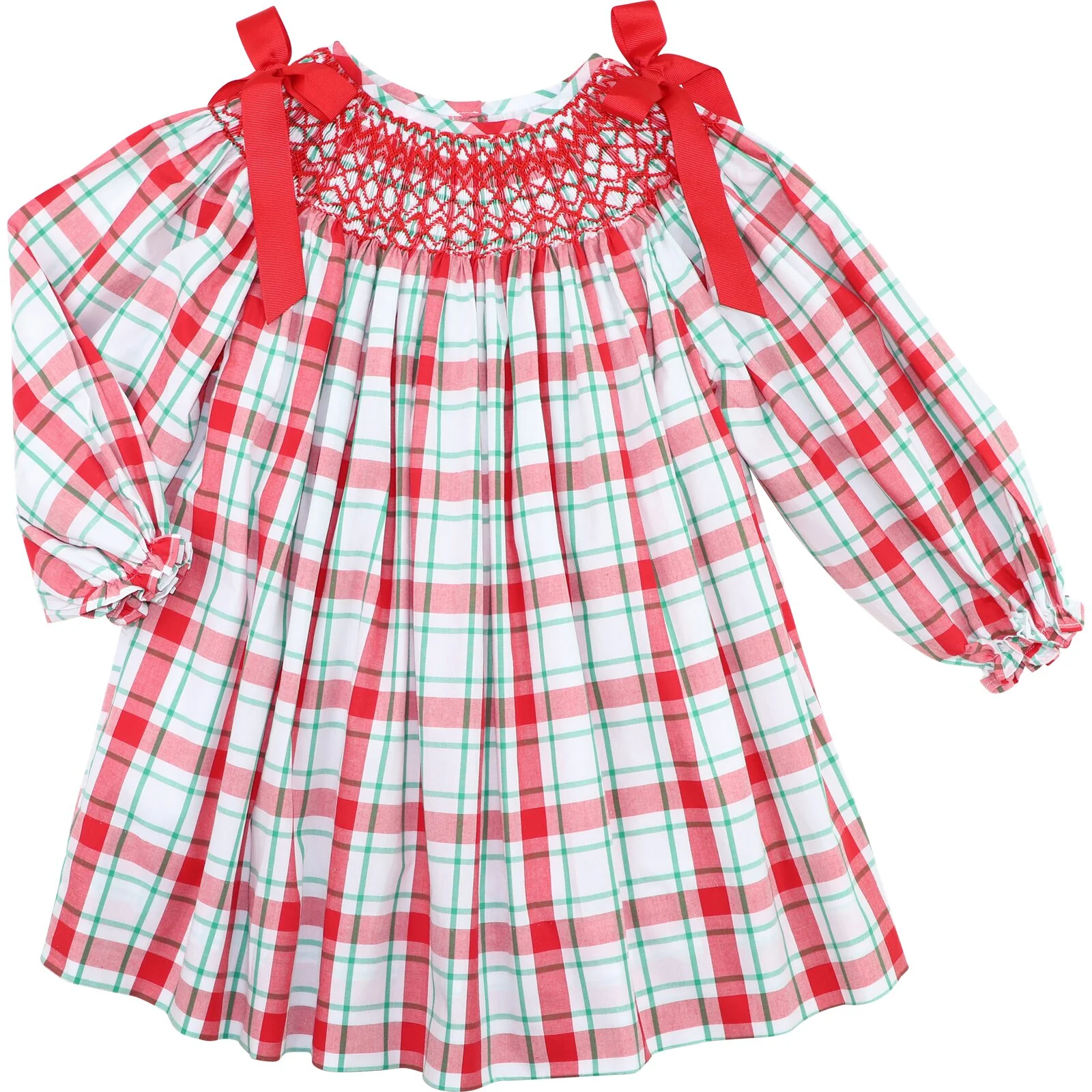 Red Plaid Smocked Dress