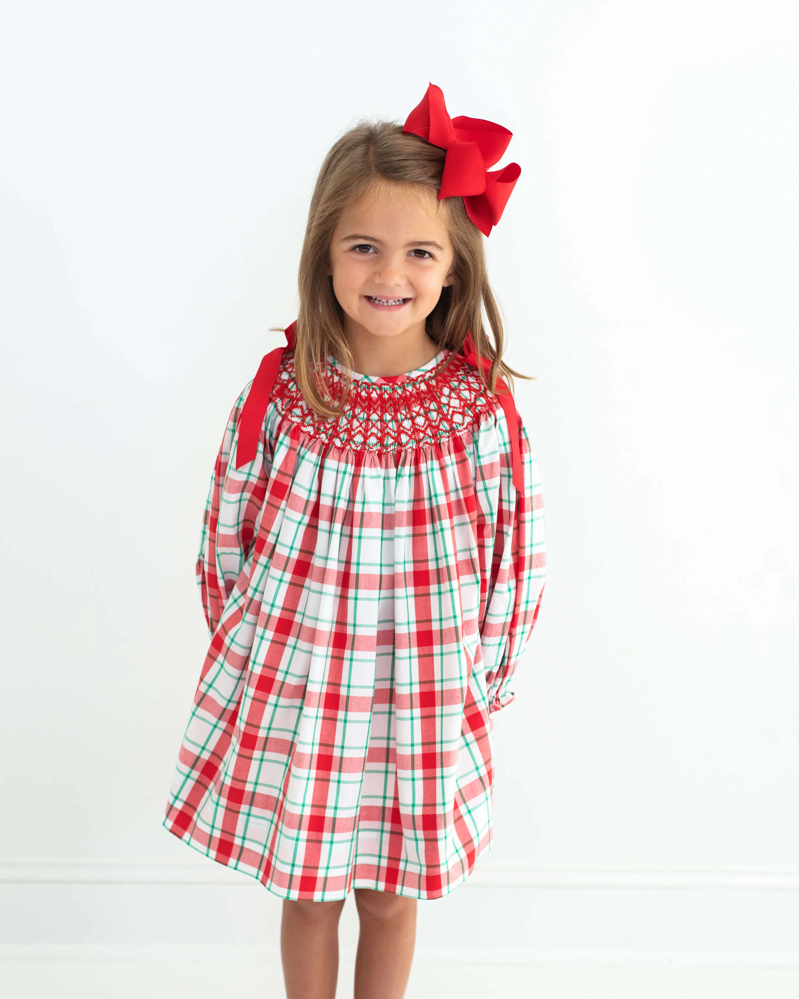 Red Plaid Smocked Dress - Image 2